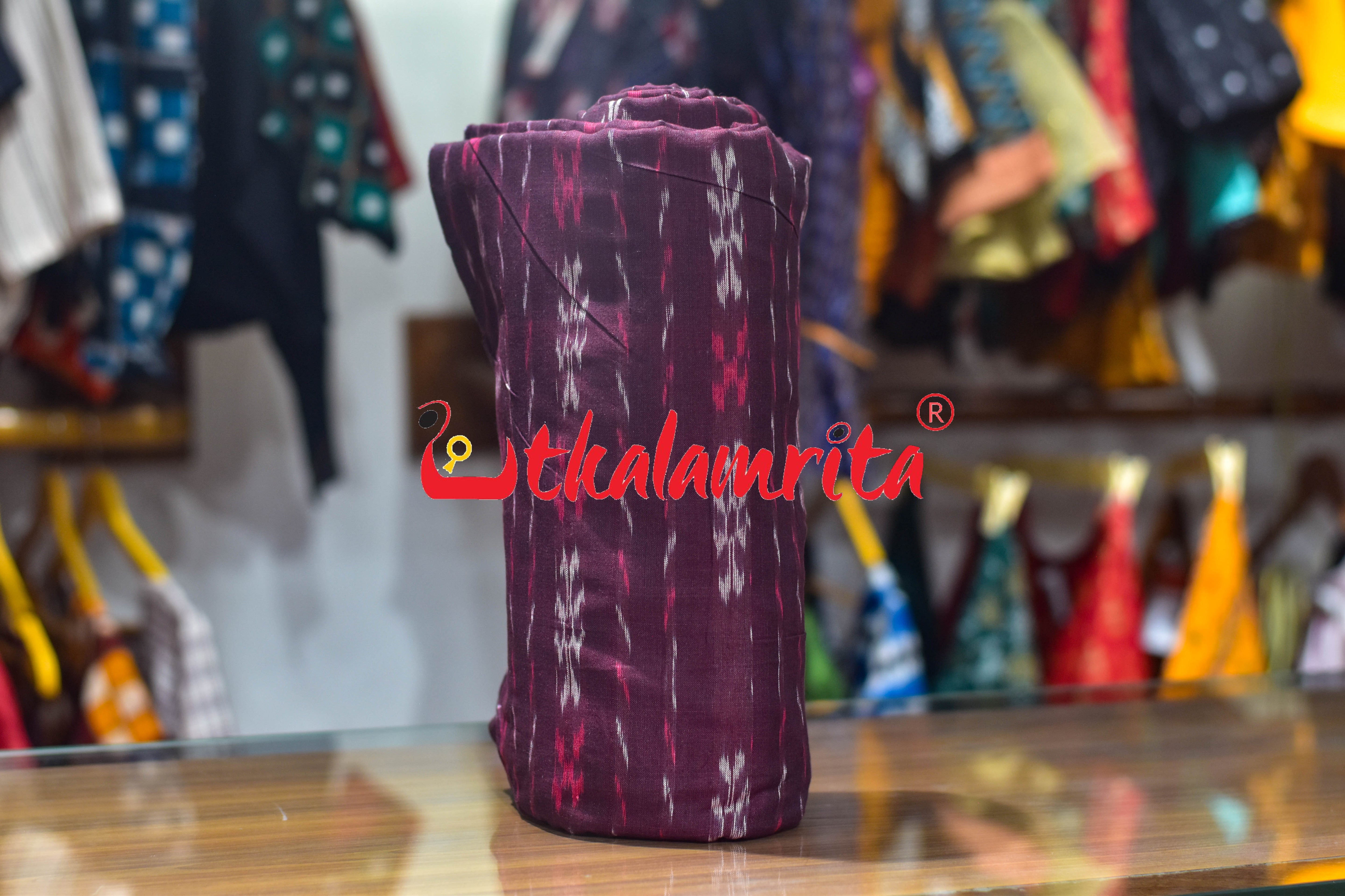 Maroon Pasapali Paper Design Cotton (Fabric)