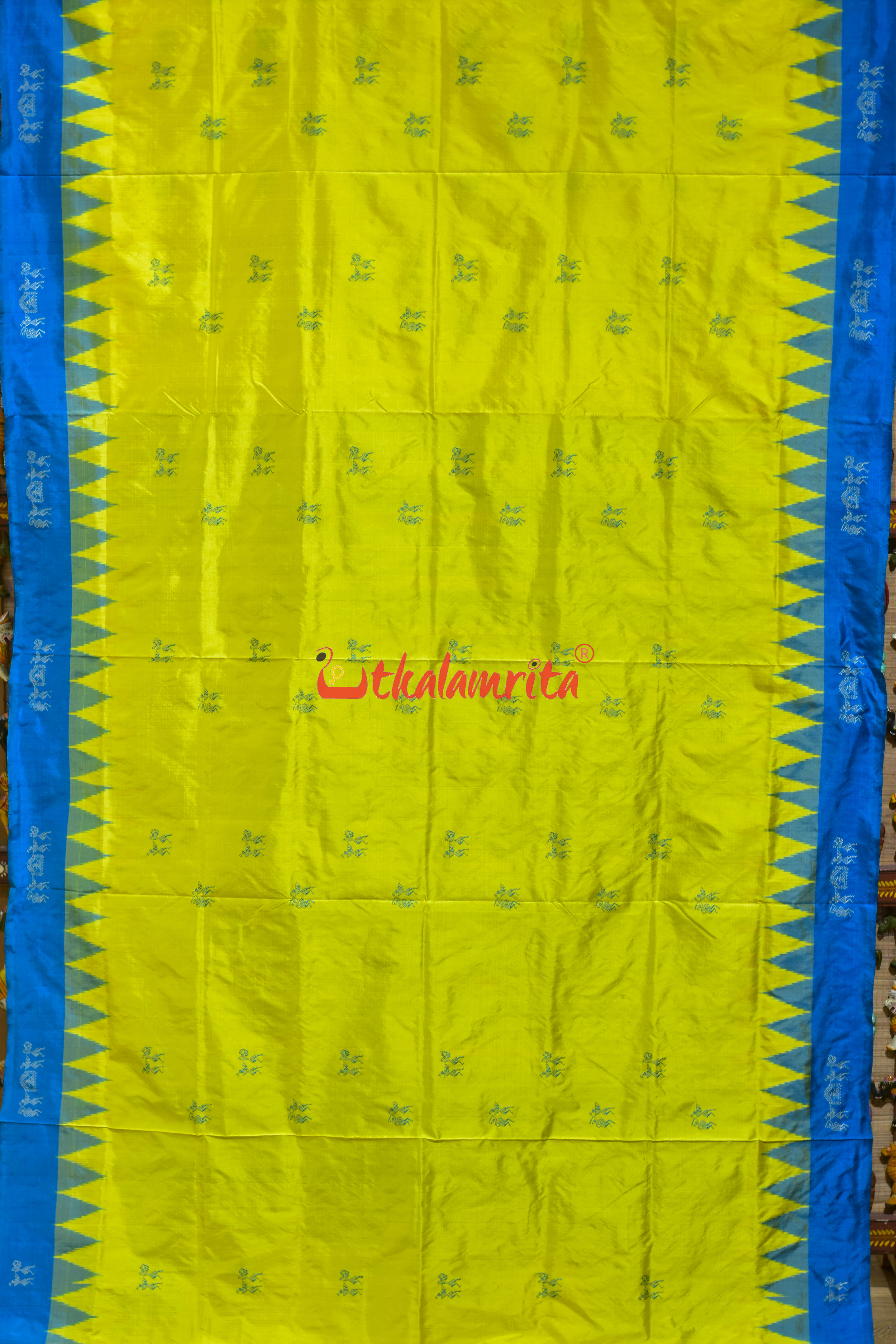 Yellow Copper Sulphate Sabari Bomkai Silk Saree