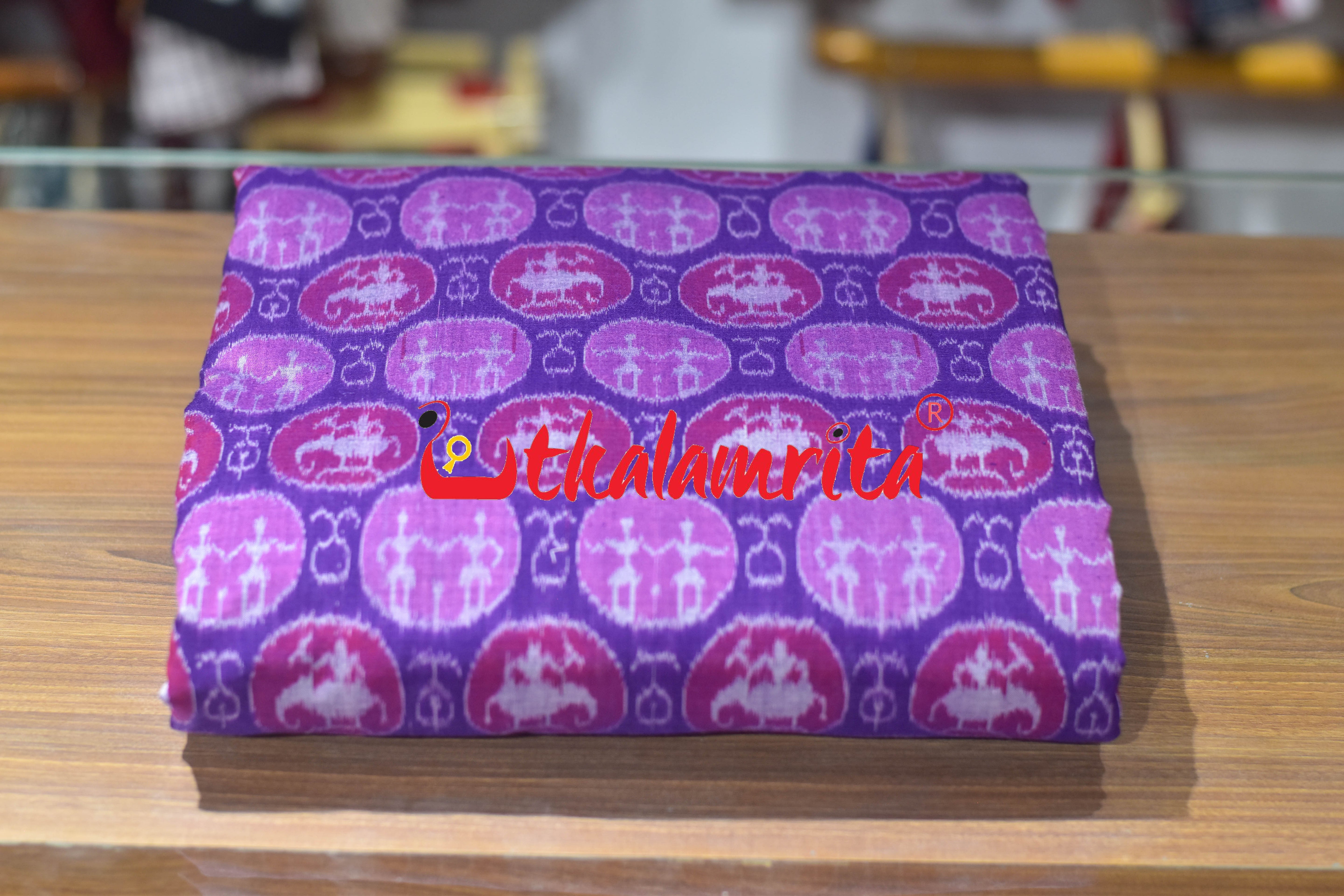 Violet Maroon Jodi Tribals Sambalpuri Cotton (Fabric)