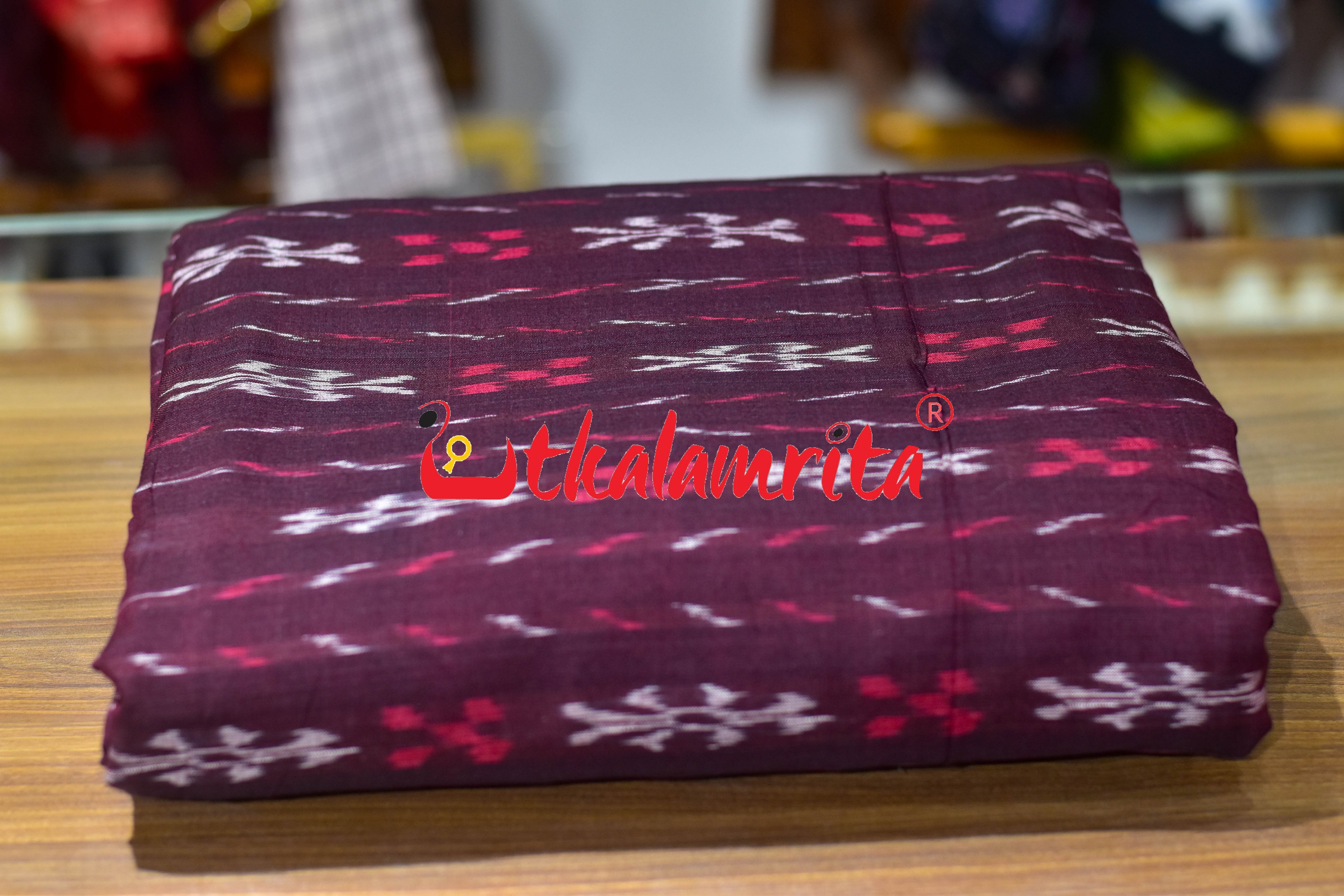 Maroon Pasapali Paper Design Cotton (Fabric)