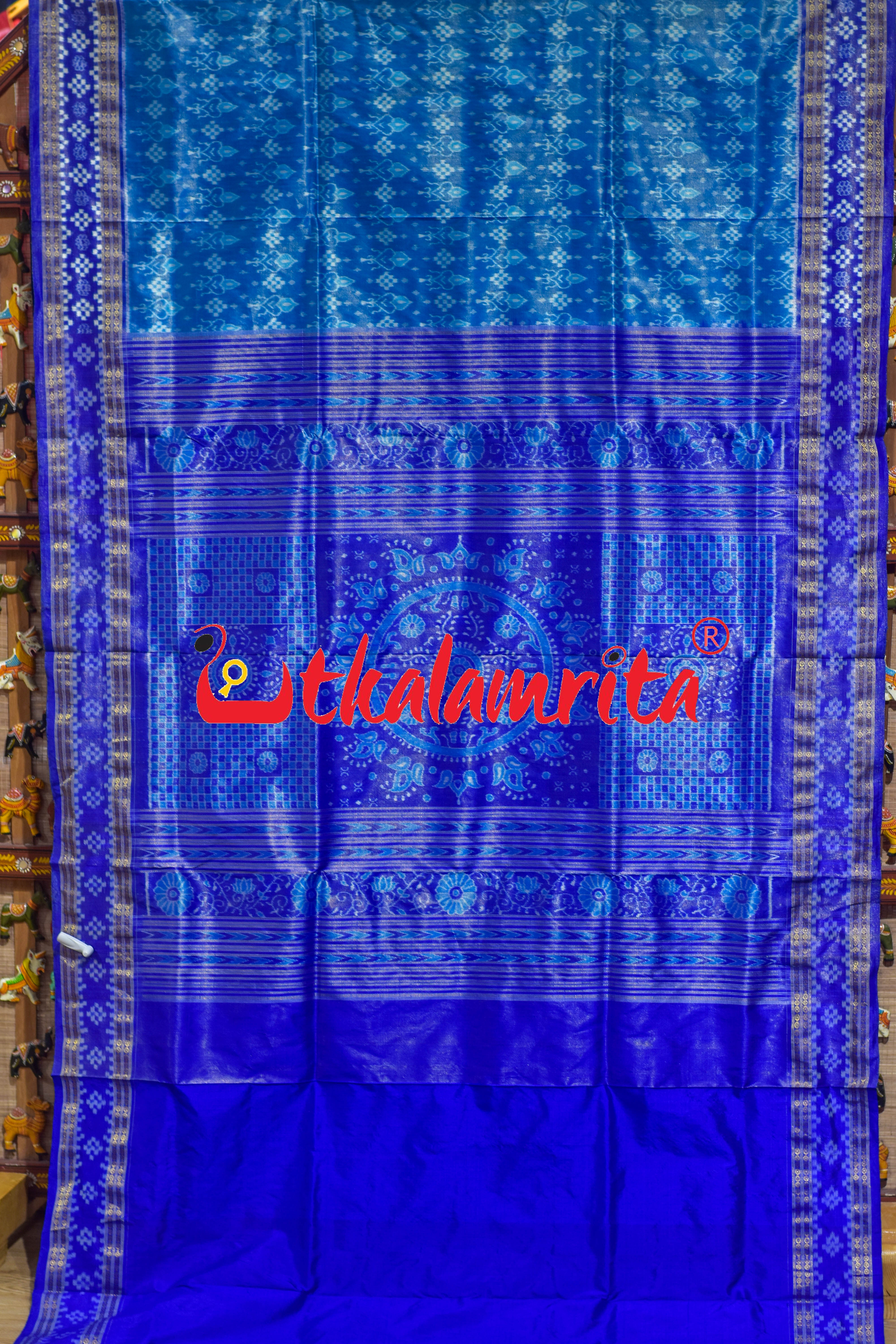Blue Border Pasapali Full Tissue Sambalpuri Silk Saree