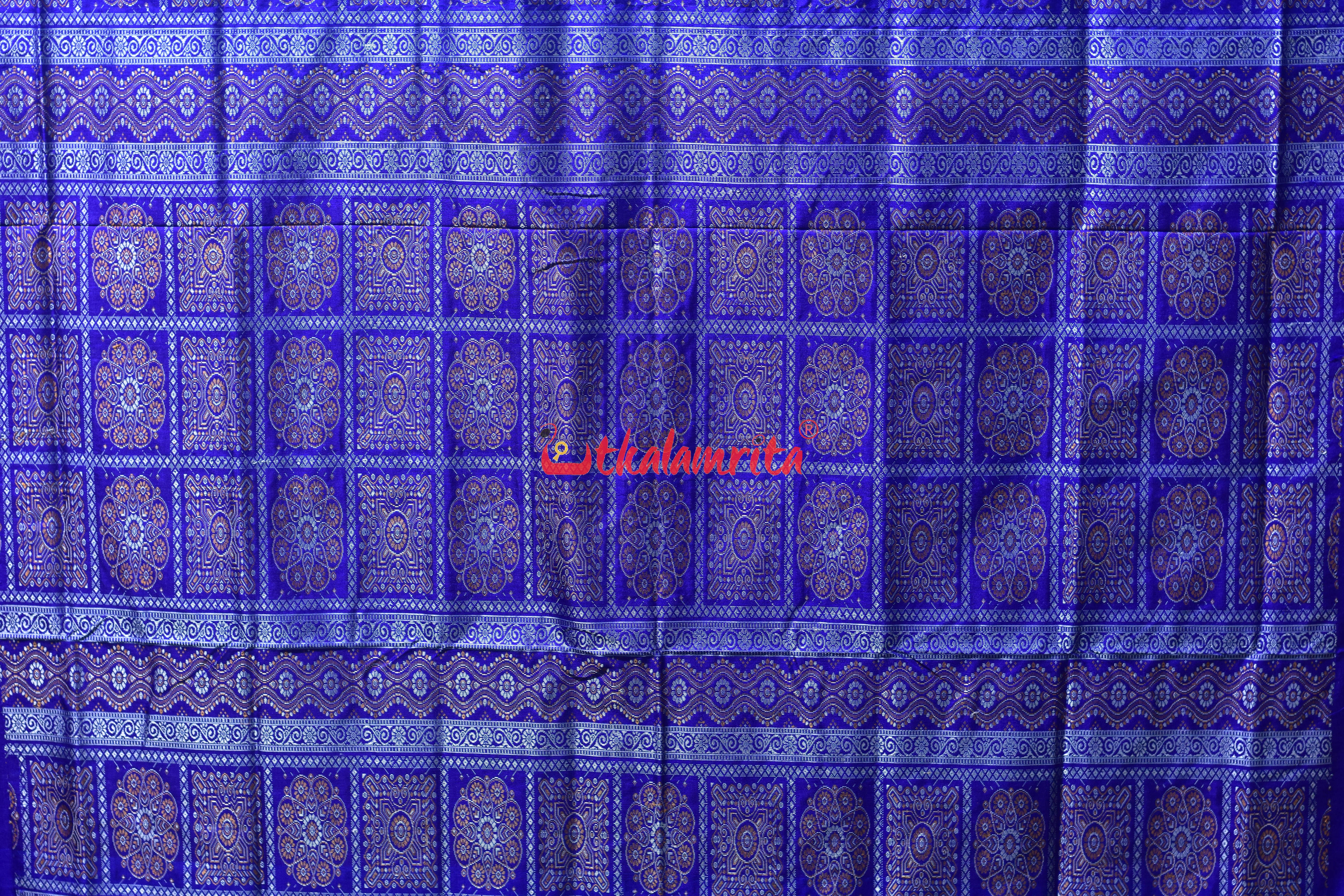 Bright Blue Buti Bomkai Silk Saree