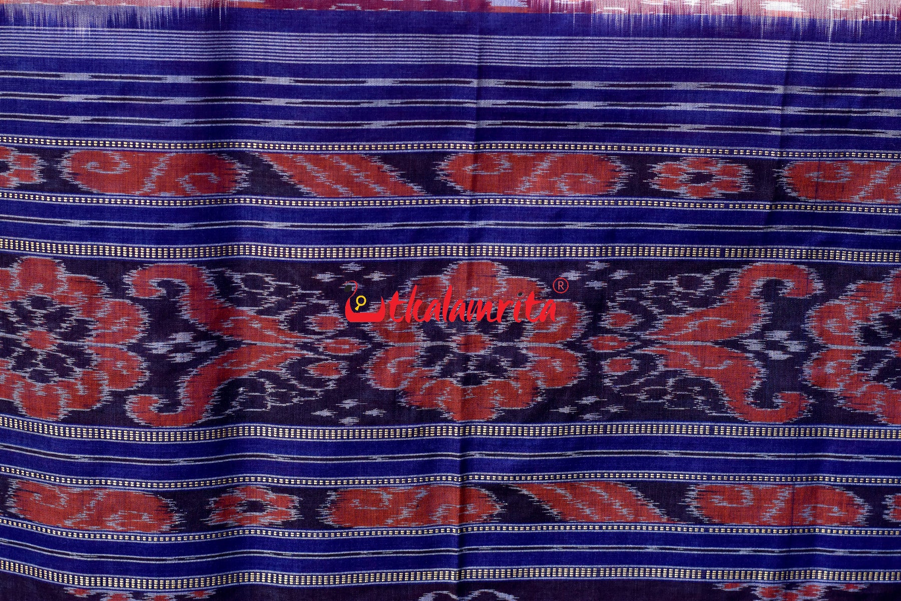 Peach Blue Khandua Cotton Saree
