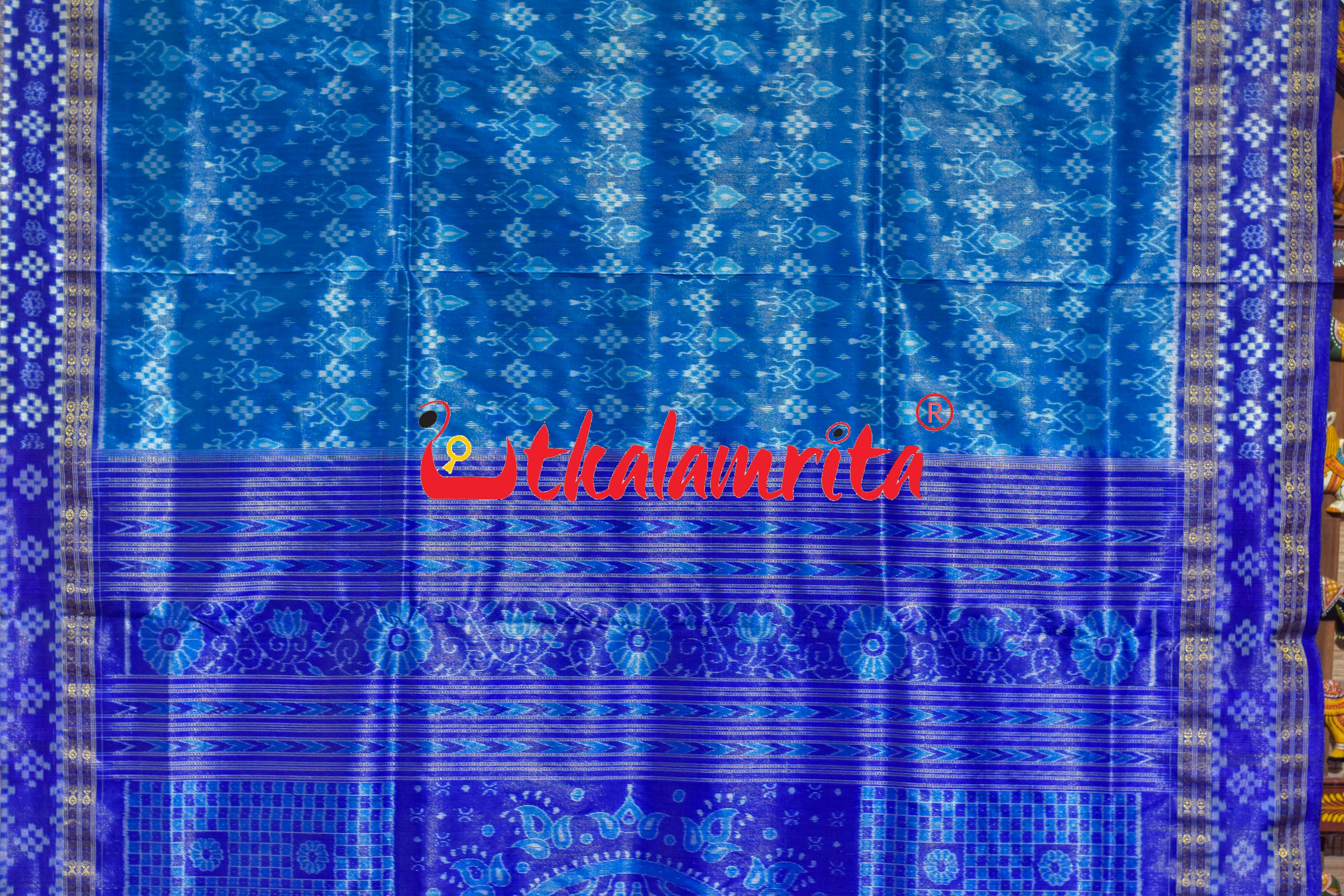 Blue Border Pasapali Full Tissue Sambalpuri Silk Saree