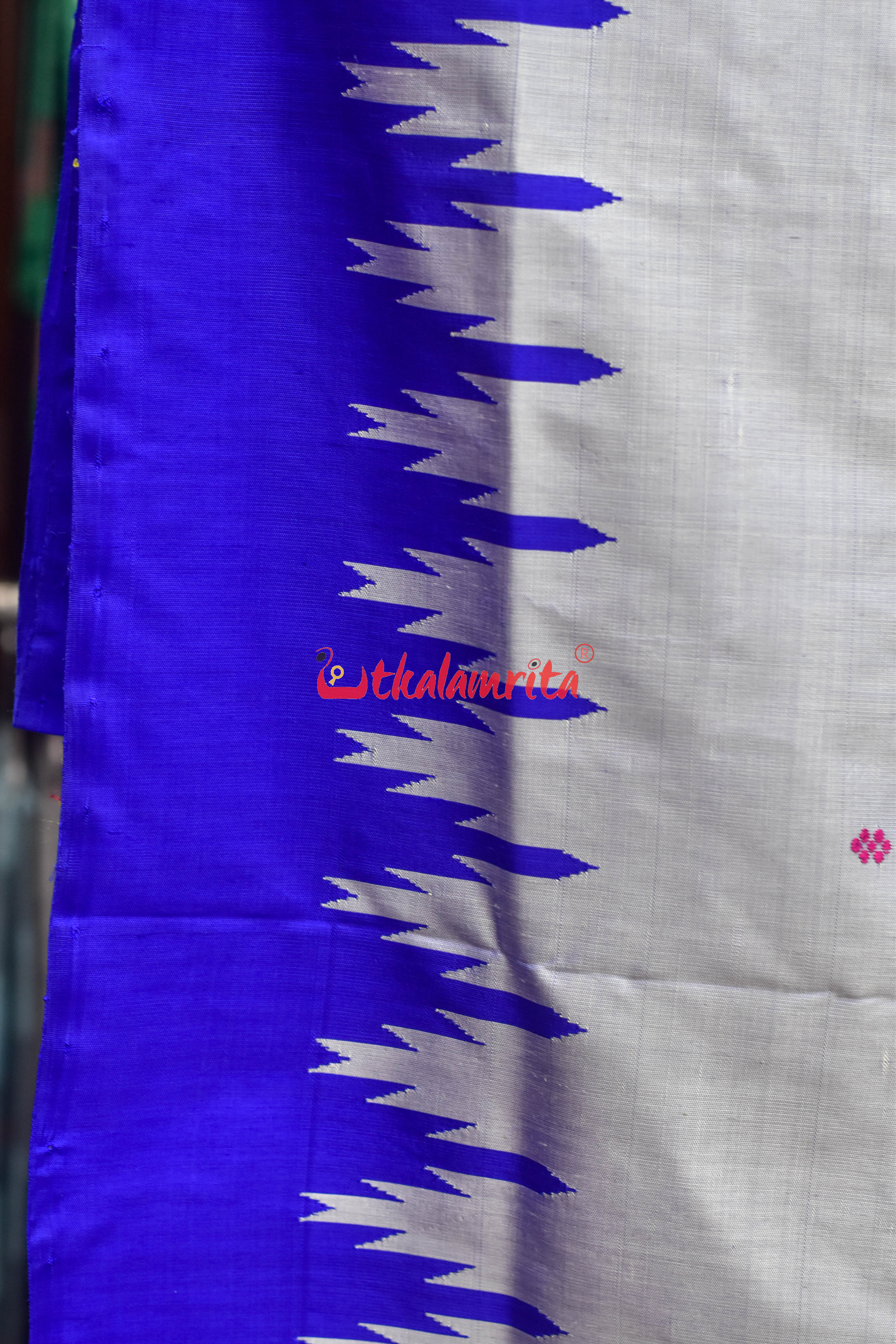 Steel Grey Double Anchal Berhampuri Silk Saree