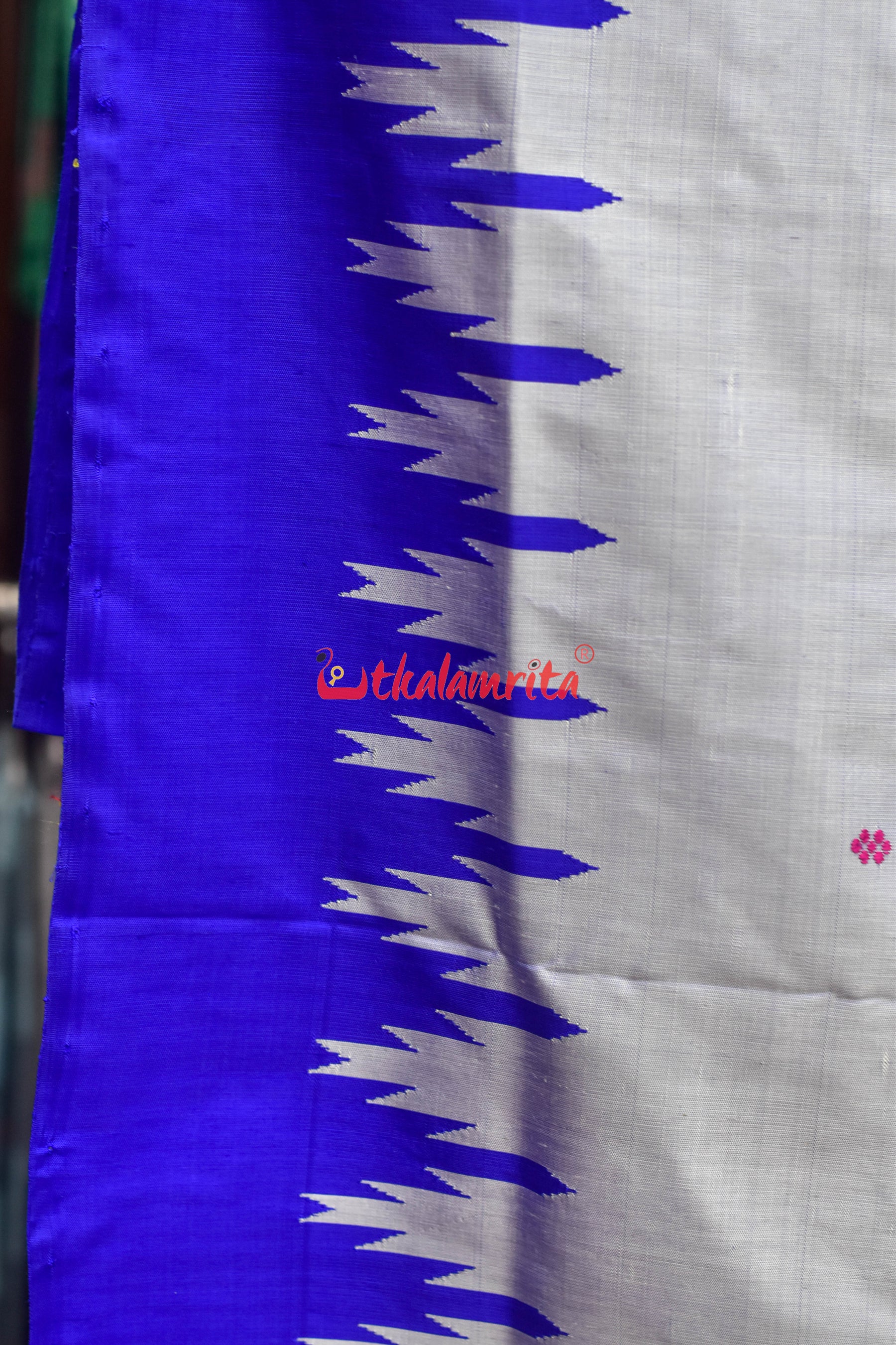 Steel Grey Double Anchal Berhampuri Silk Saree