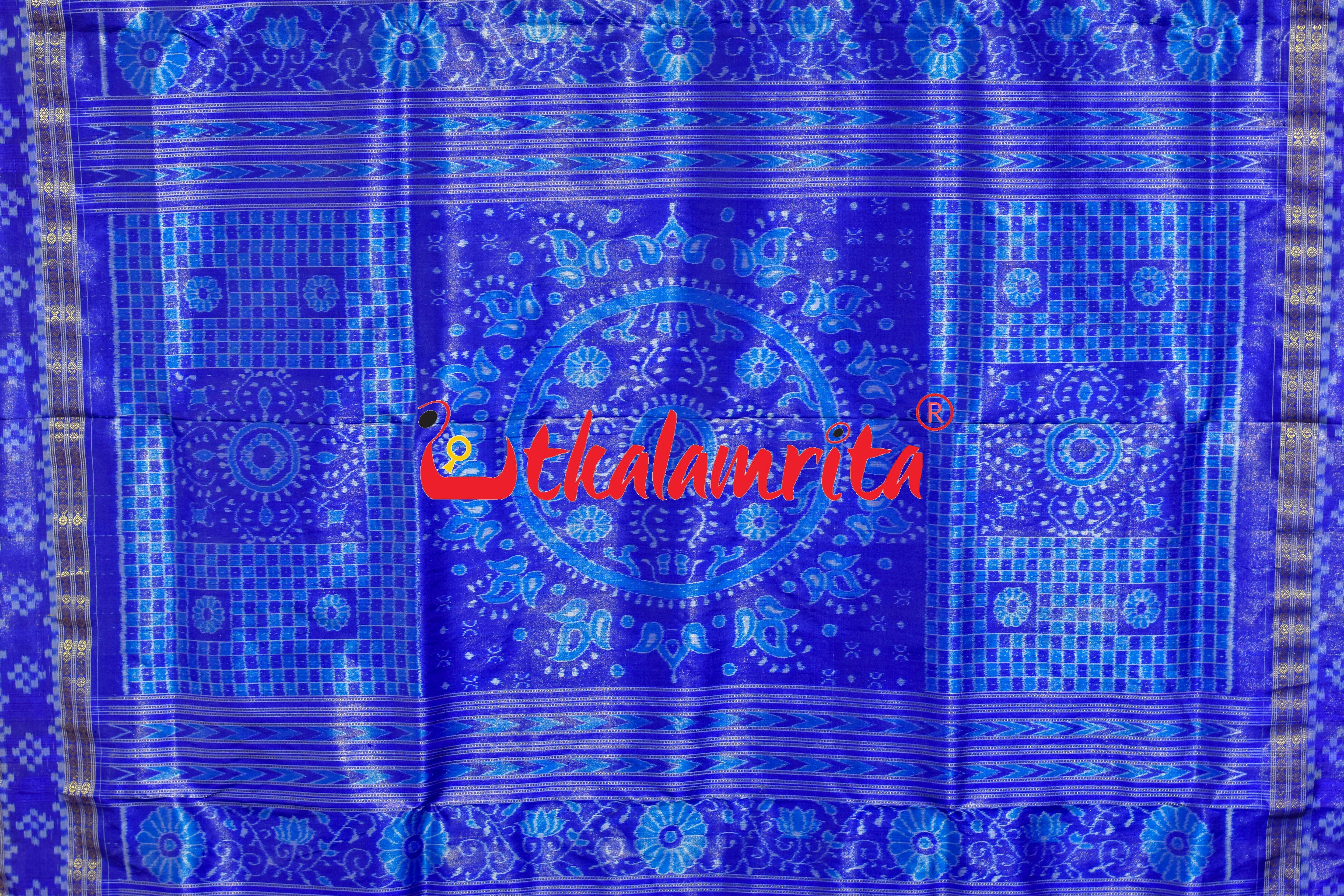 Blue Border Pasapali Full Tissue Sambalpuri Silk Saree