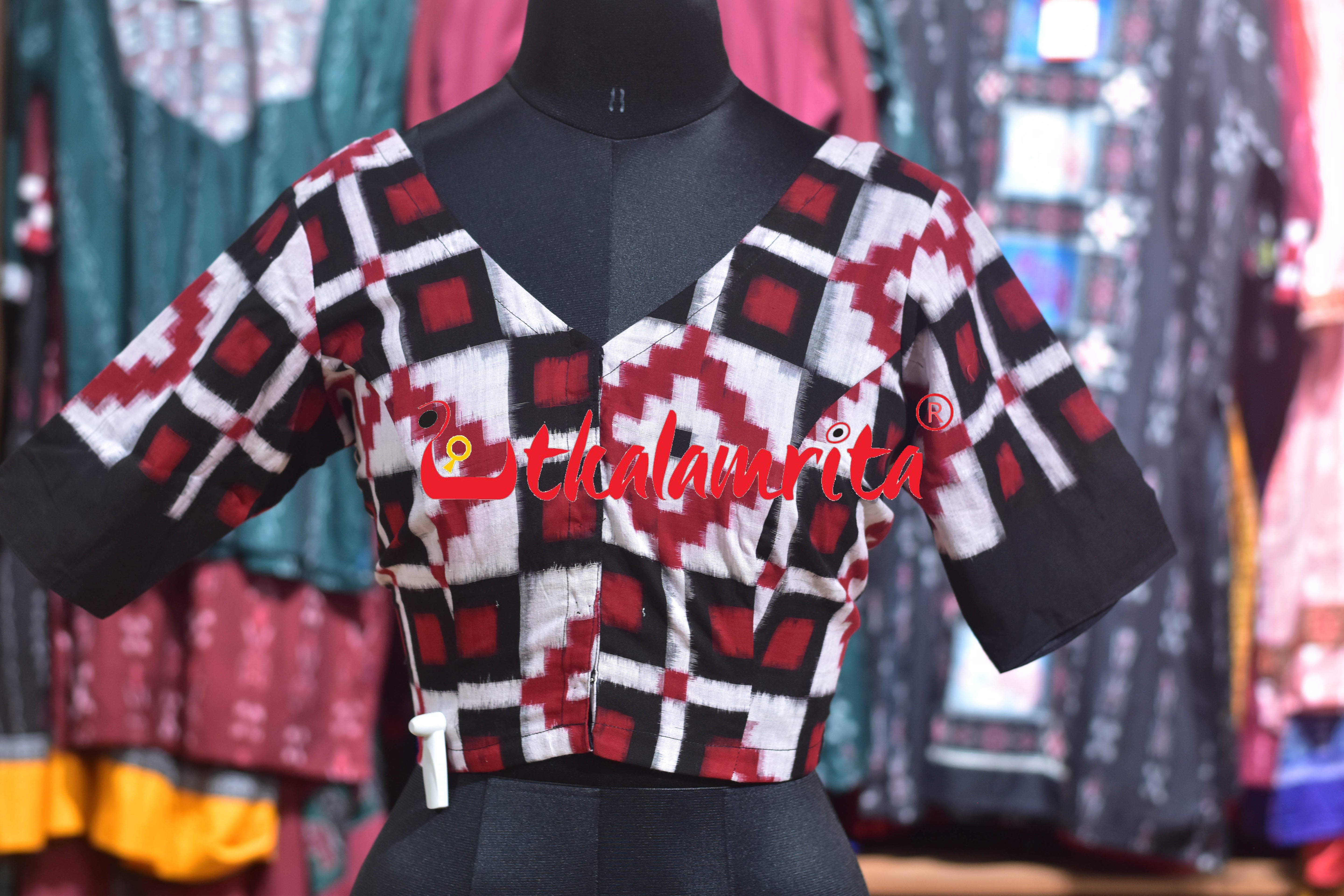 Thikiri Pasapali Red Black White (Blouse)