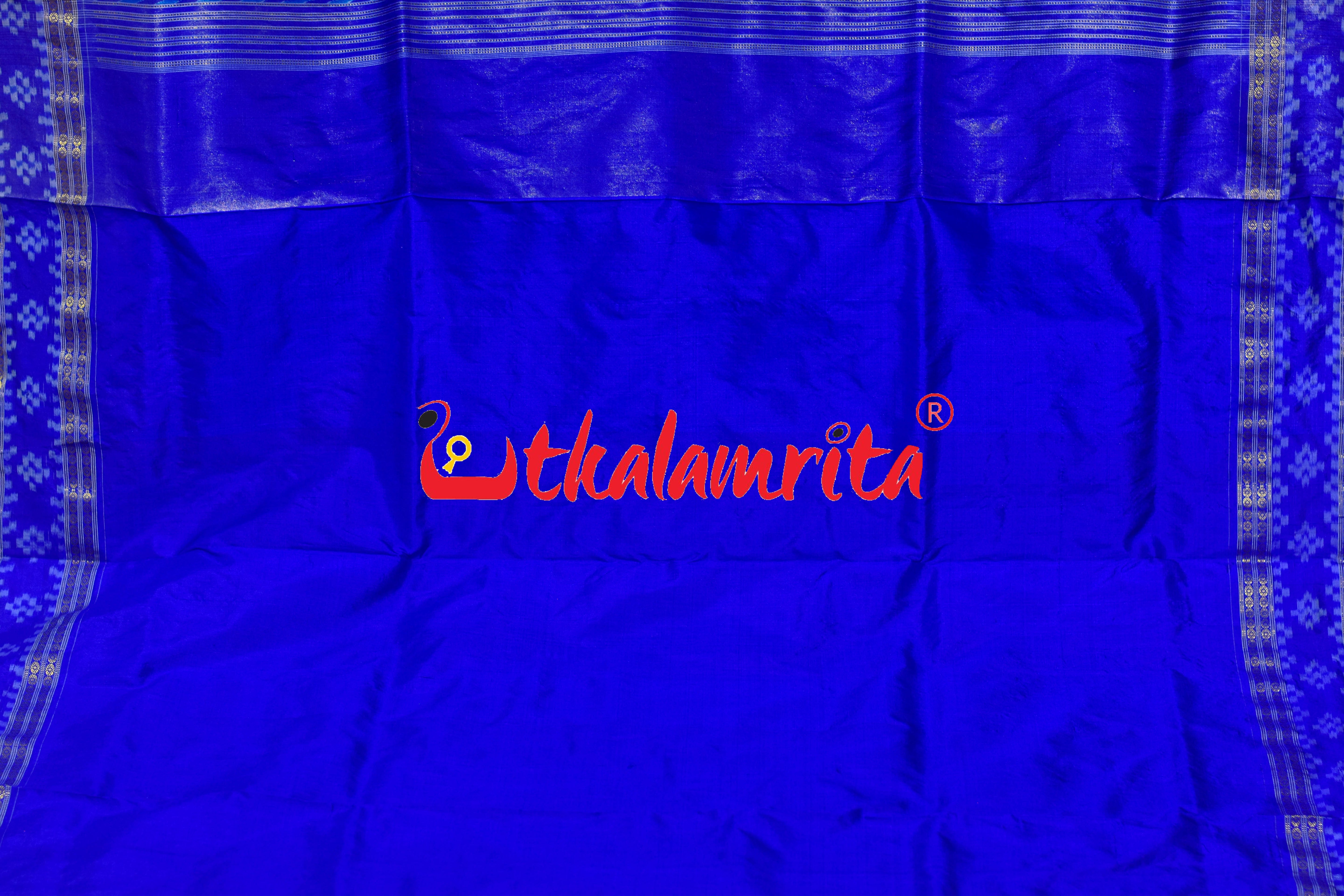 Blue Border Pasapali Full Tissue Sambalpuri Silk Saree