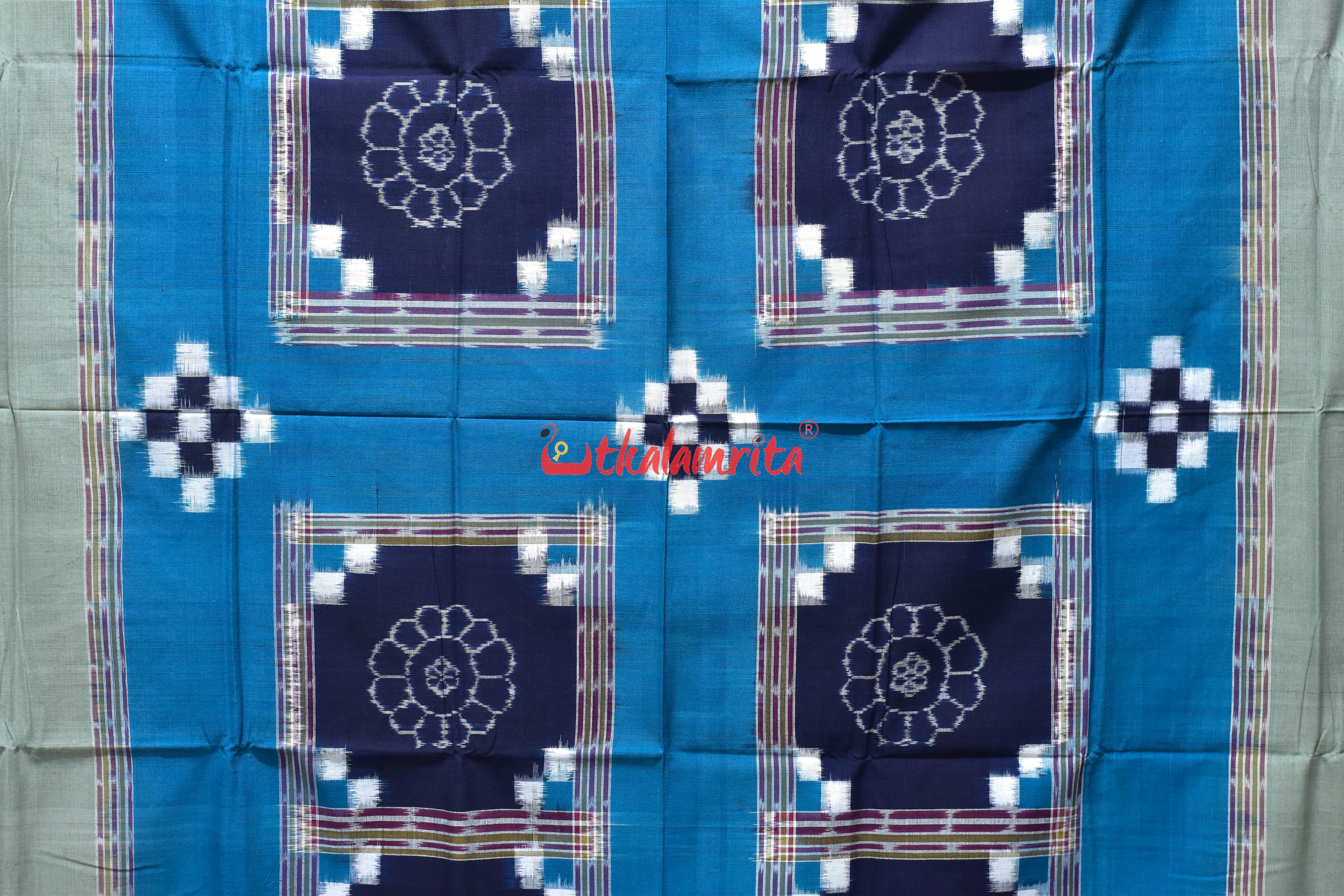 Olive Blue Flower Bandha Cotton (Single Bedsheet)