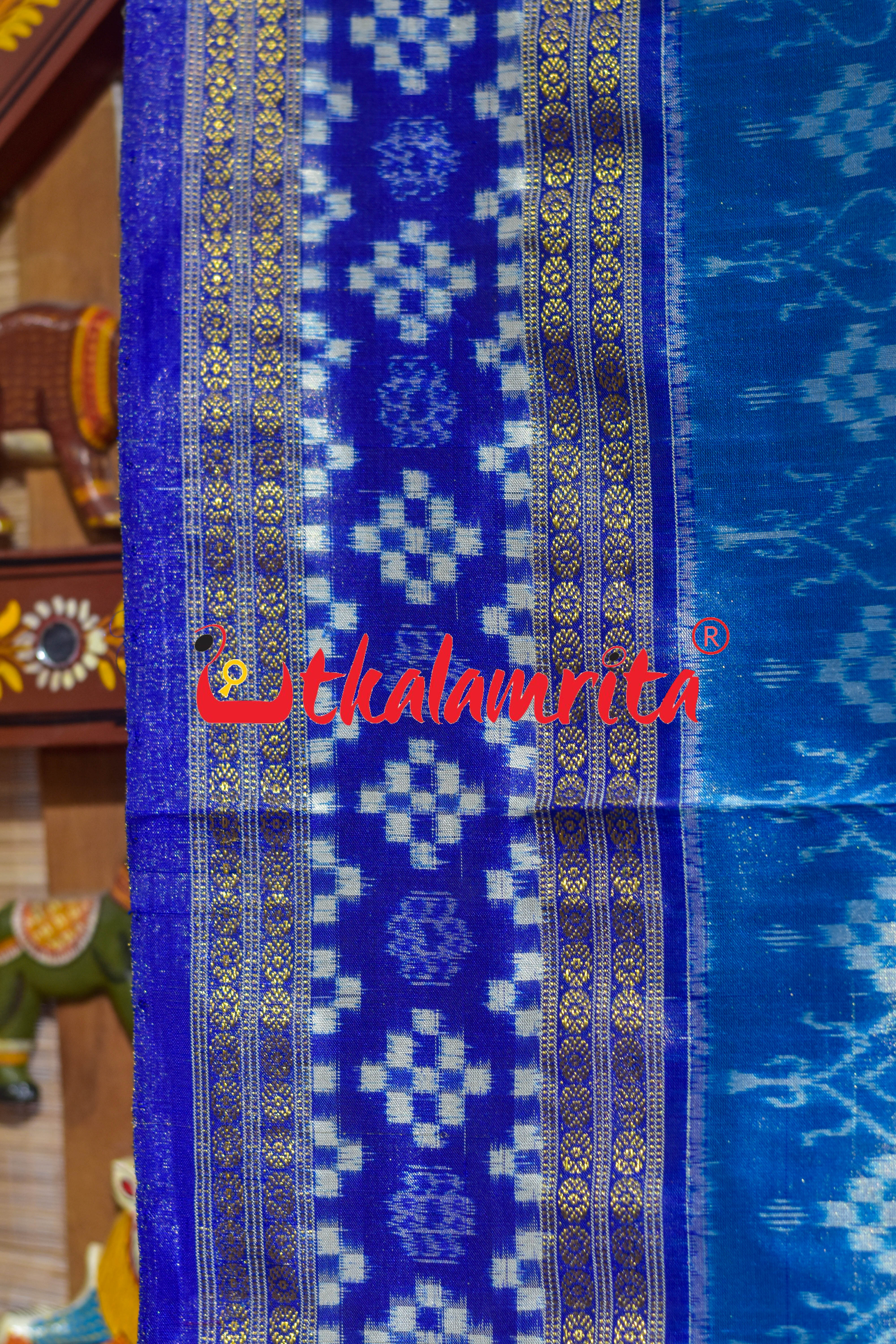 Blue Border Pasapali Full Tissue Sambalpuri Silk Saree