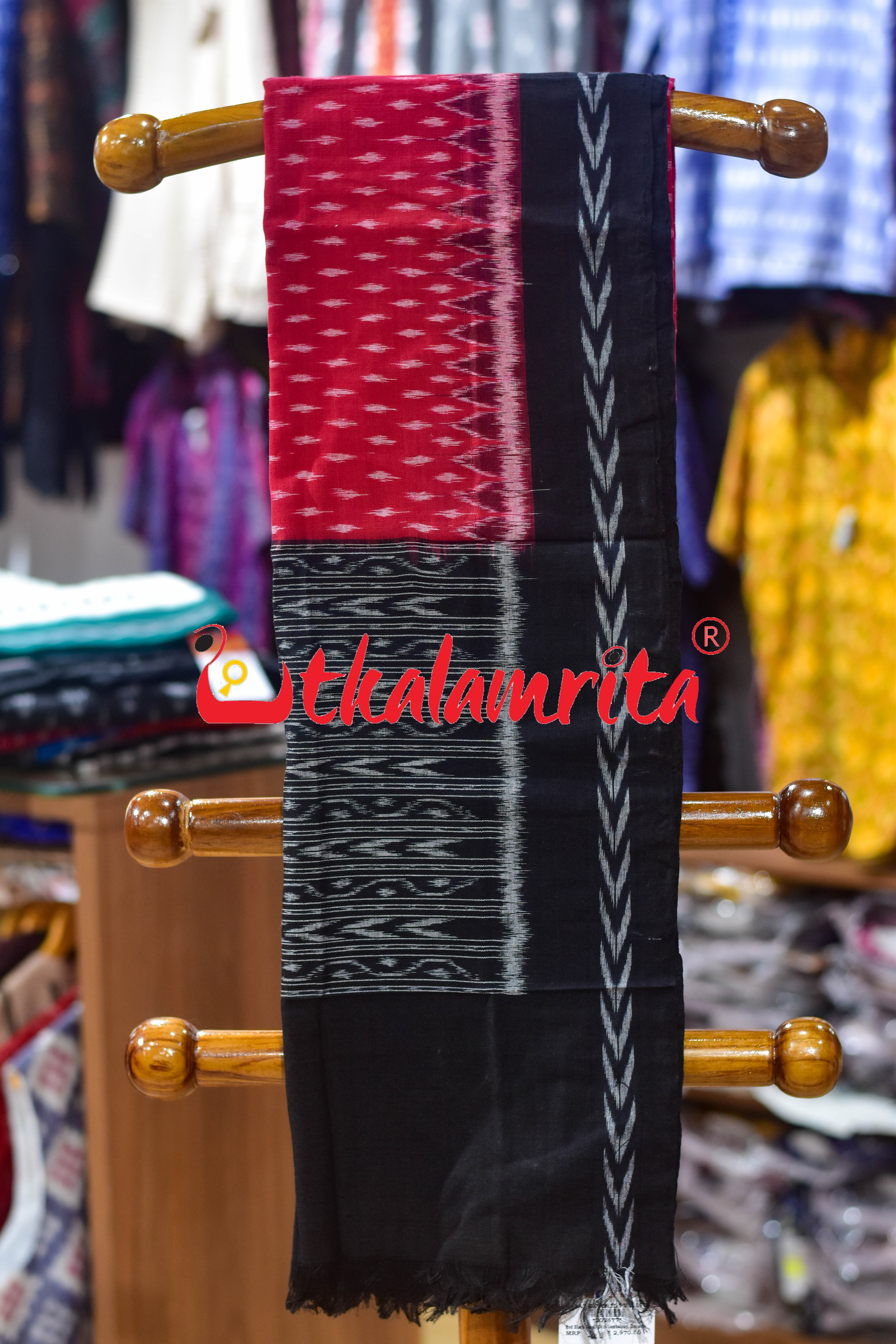 Red Black Small Dots Sambalpuri (Dupatta)