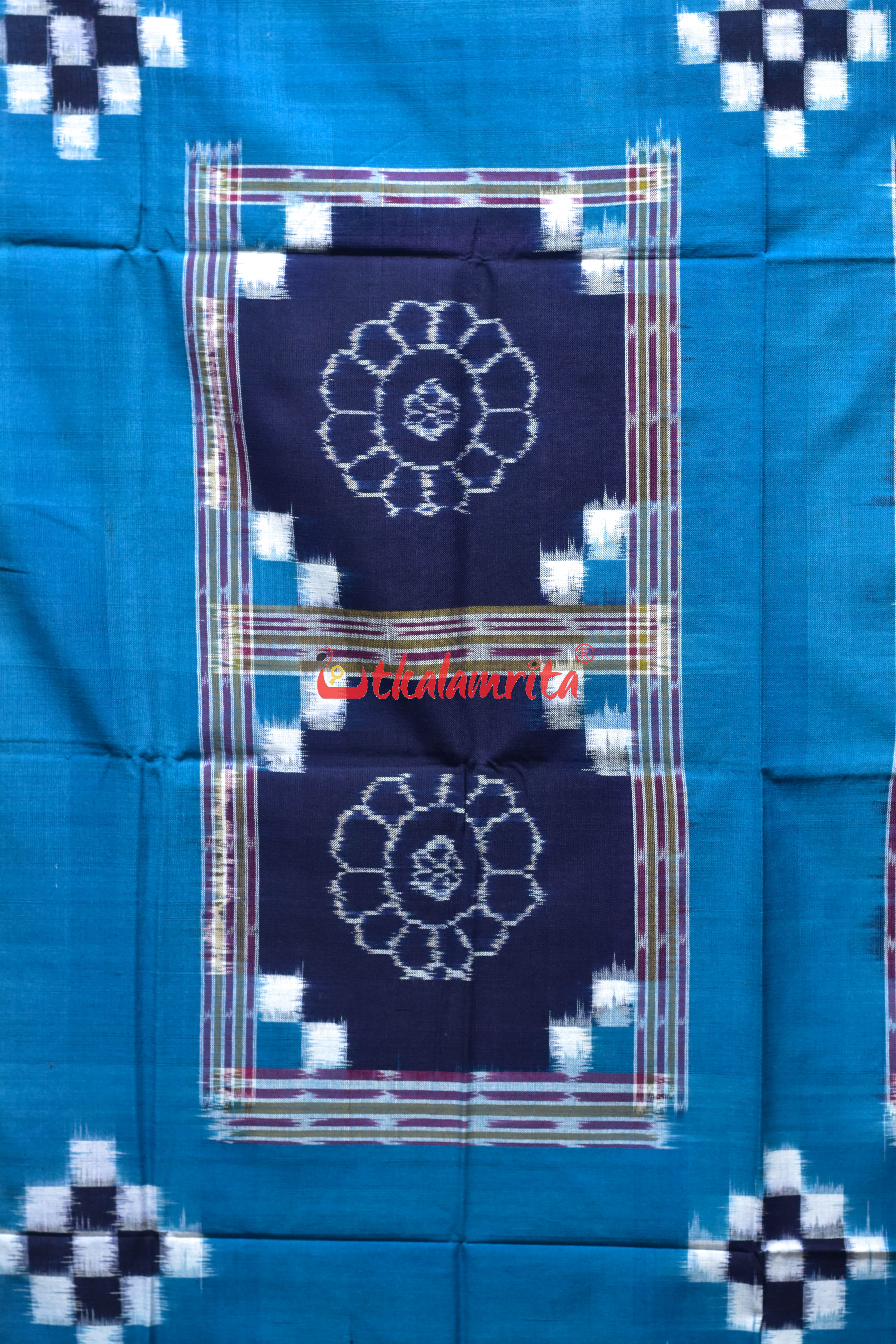 Olive Blue Flower Bandha Cotton (Single Bedsheet)