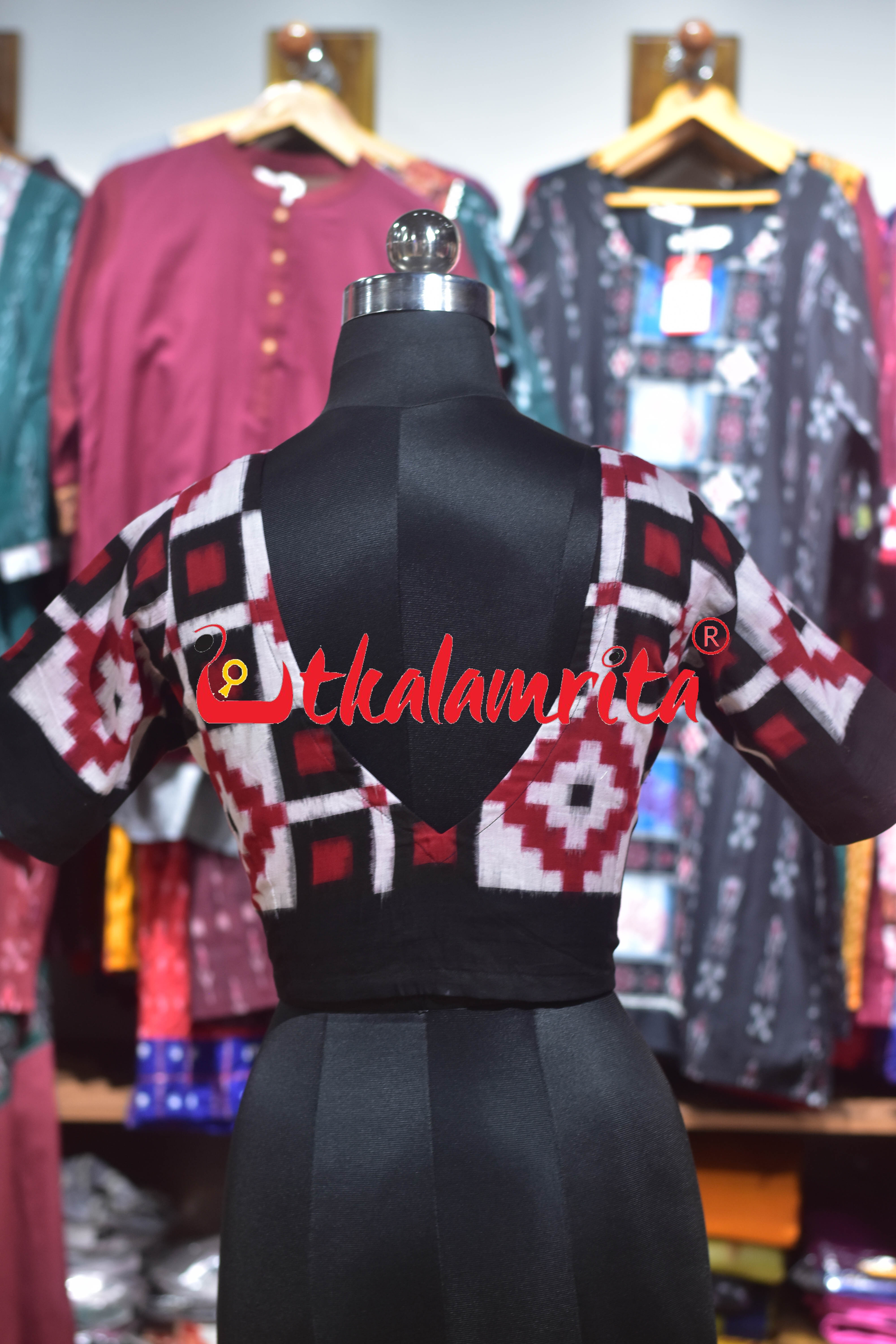 Thikiri Pasapali Red Black White (Blouse)