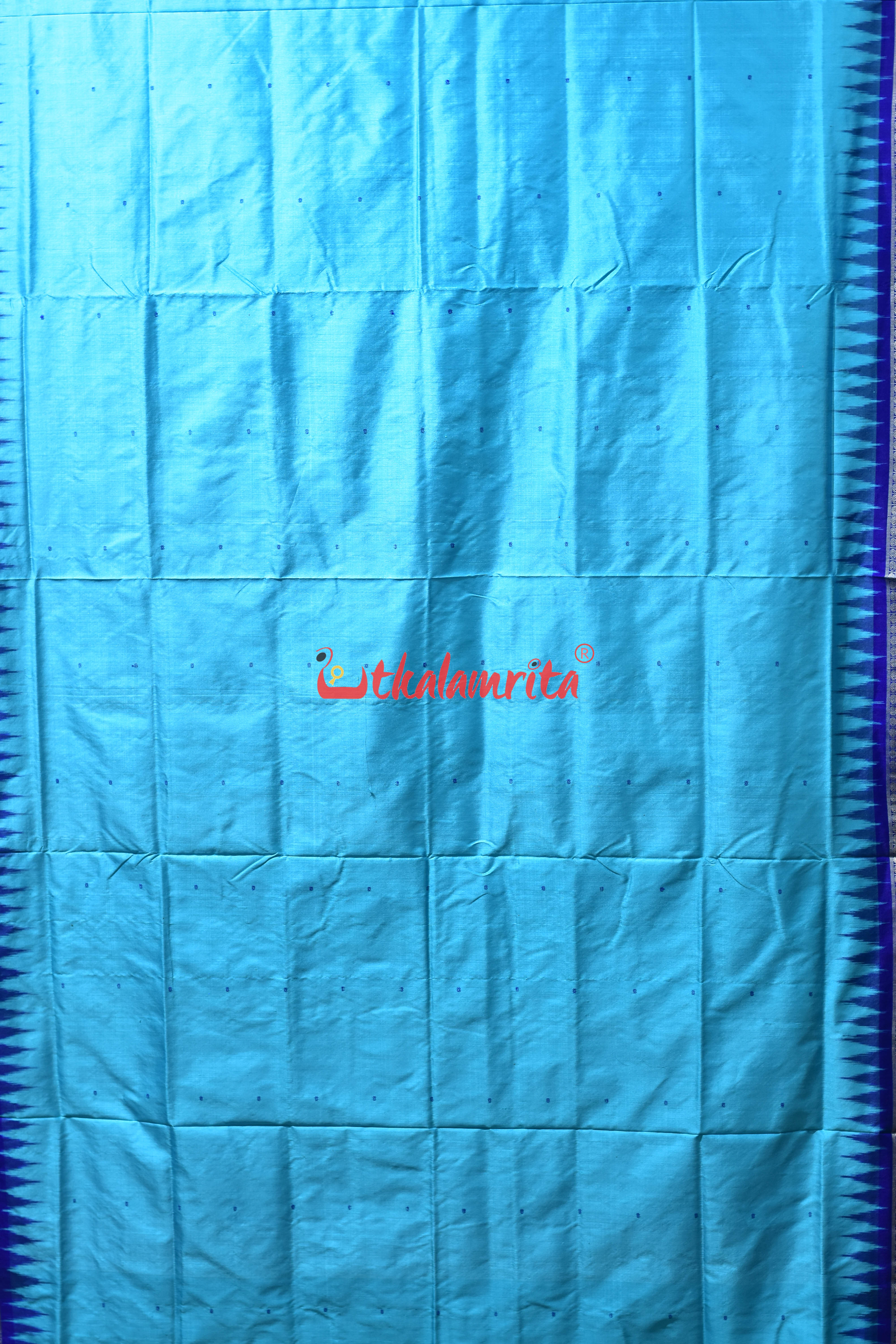 Bright Blue Buti Bomkai Silk Saree