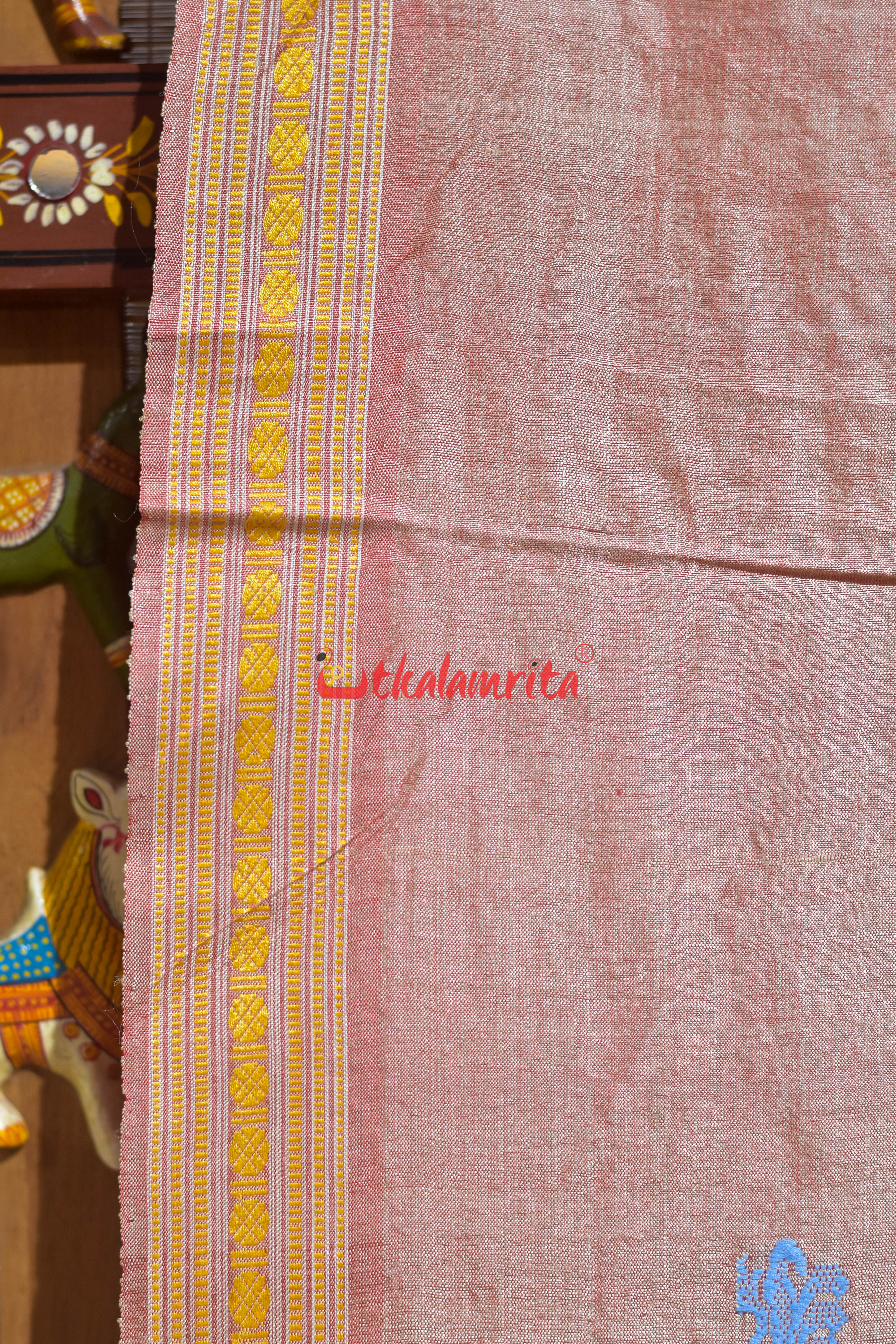 Peach Bina Dobby Border Gopalpur Tussar Silk Saree