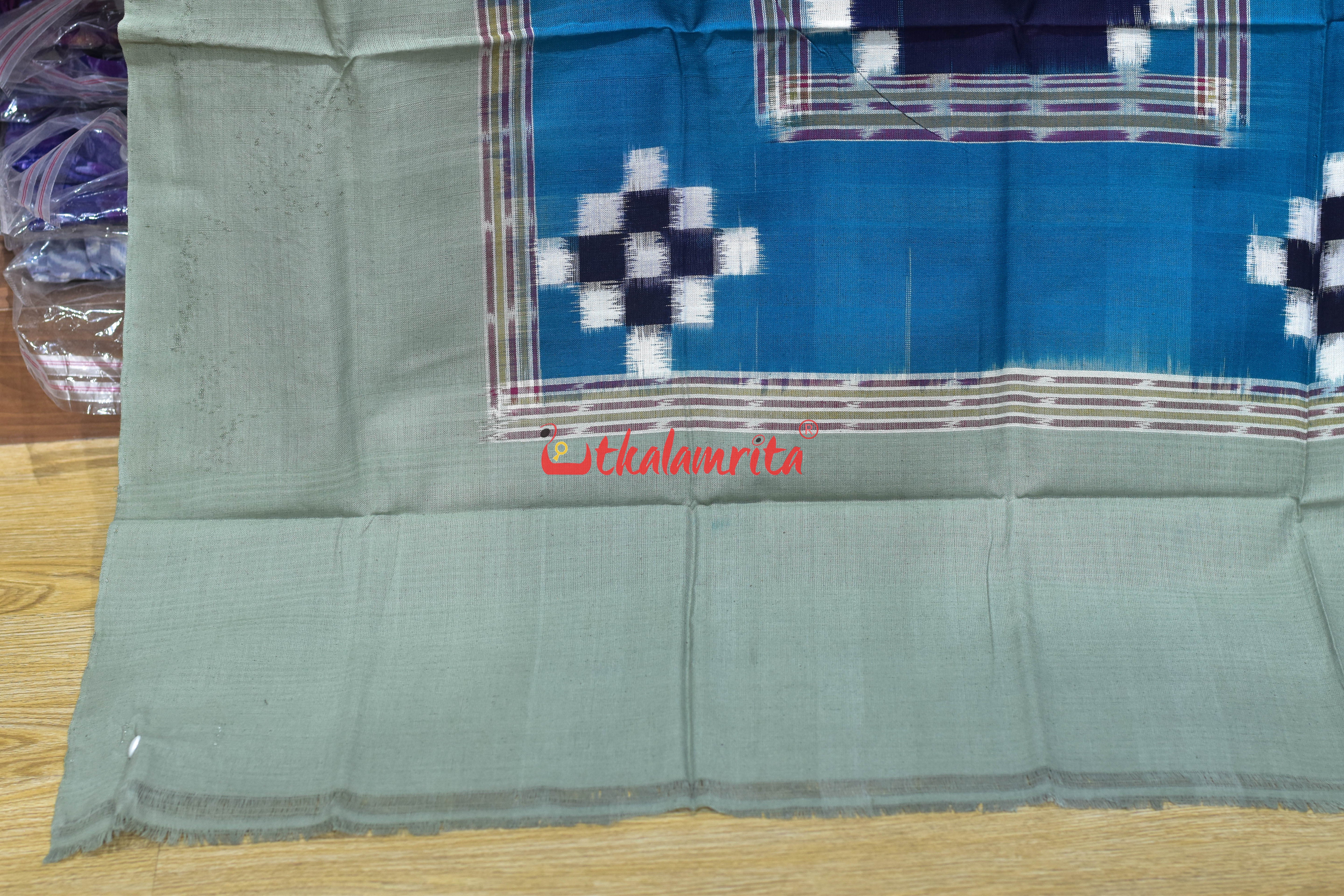 Olive Blue Flower Bandha Cotton (Single Bedsheet)