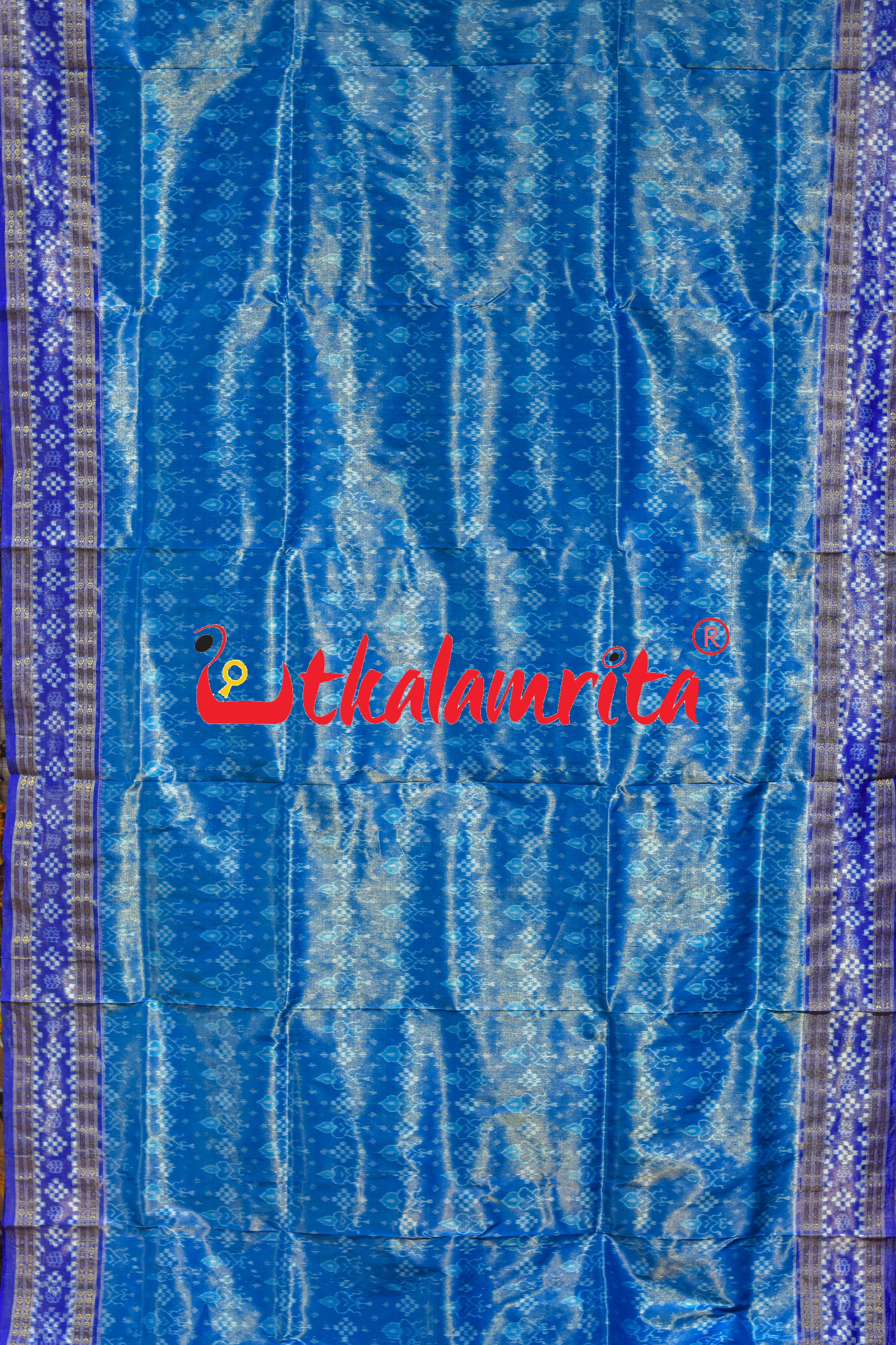 Blue Border Pasapali Full Tissue Sambalpuri Silk Saree