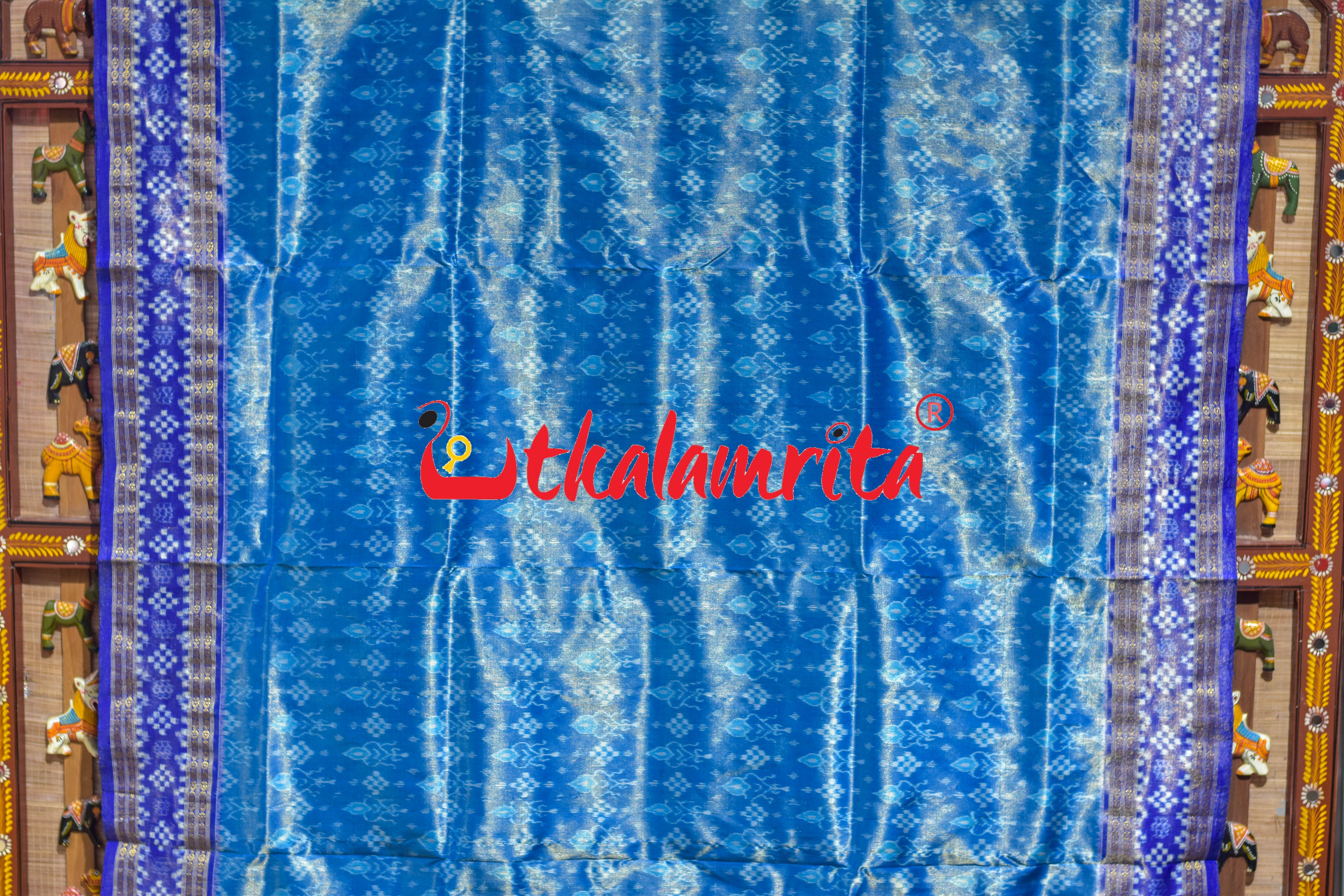 Blue Border Pasapali Full Tissue Sambalpuri Silk Saree
