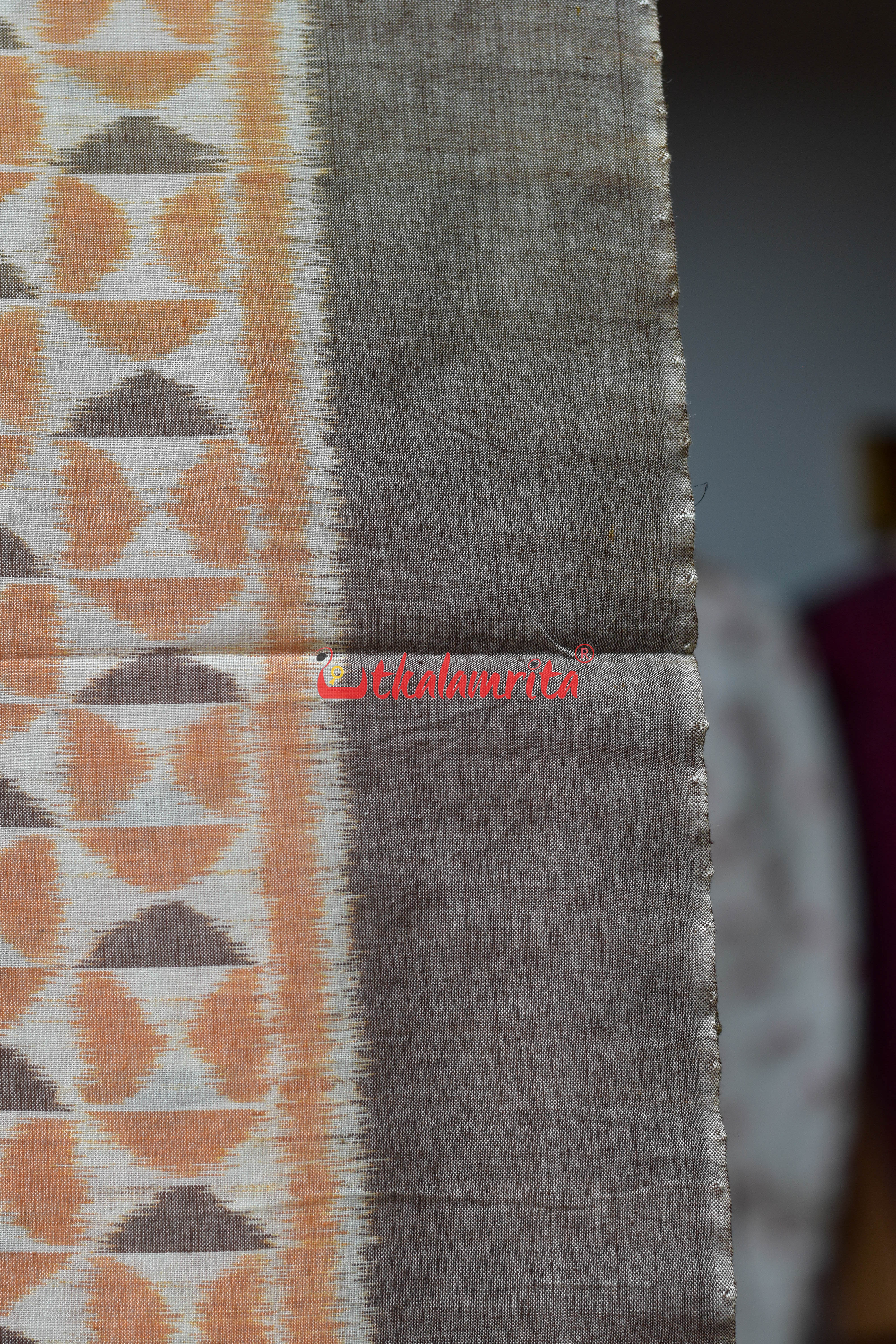 Peach Optical Illusion Khandua Cotton Saree