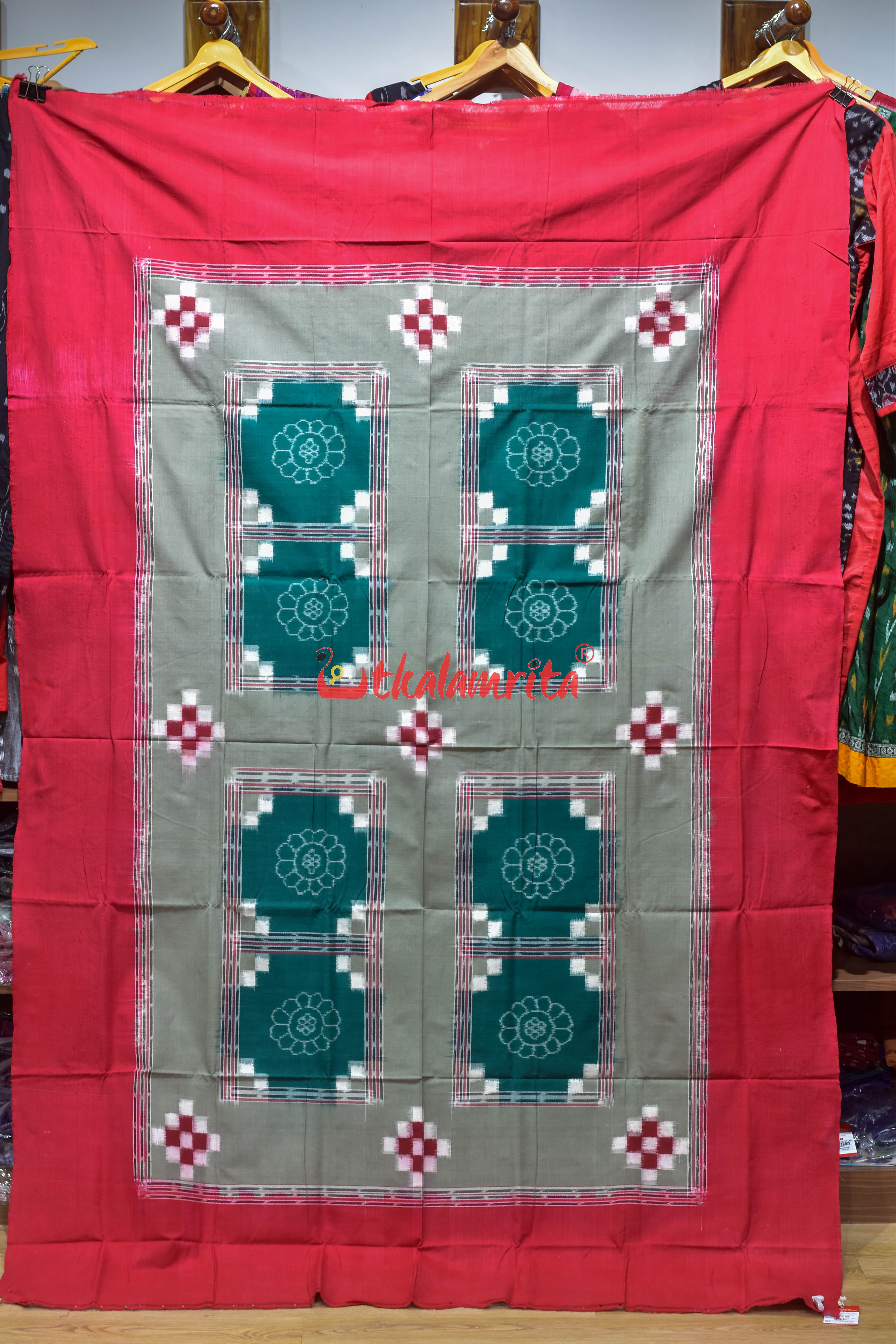 Red Olive Flower Bandha Cotton (Single Bedsheet)