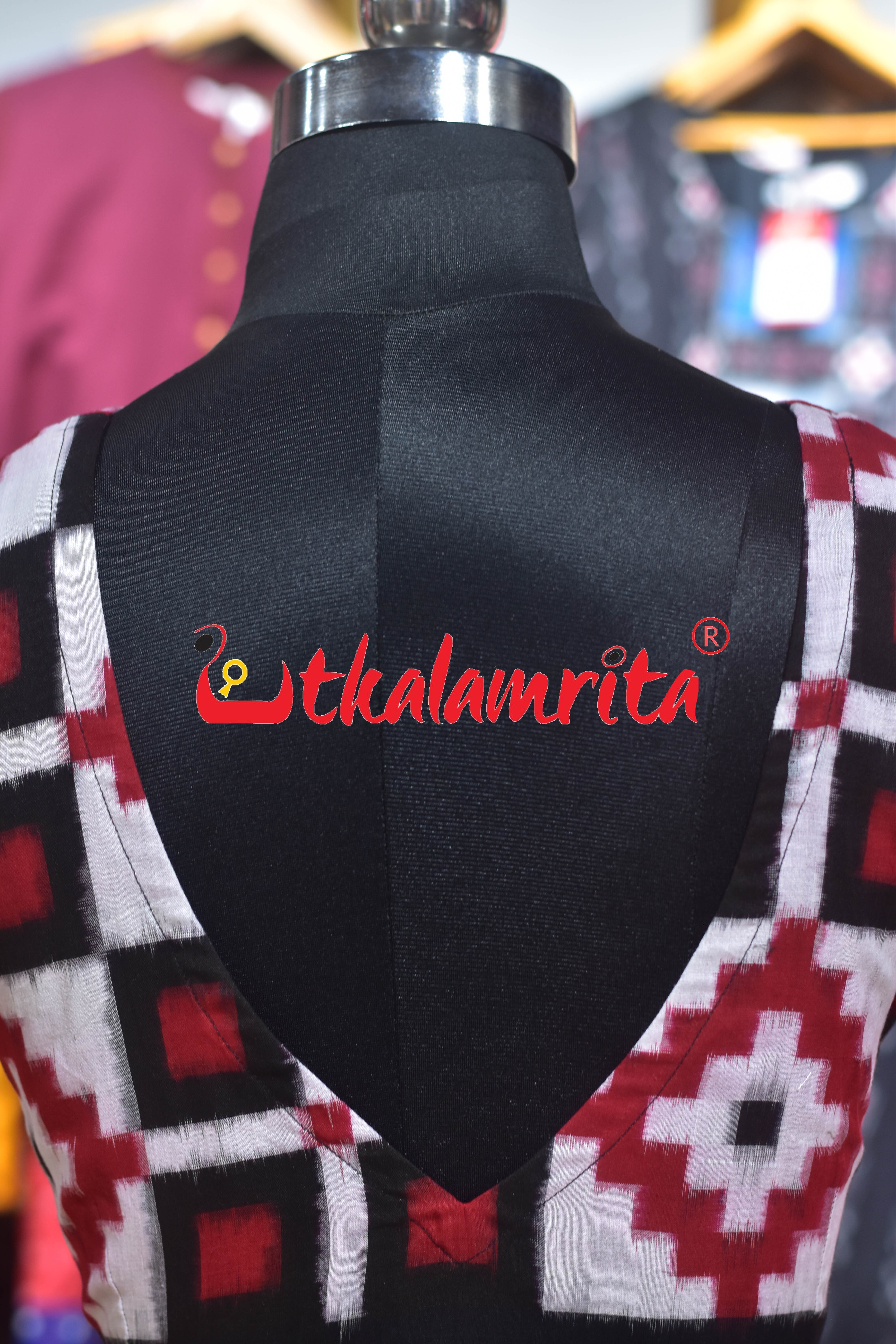 Thikiri Pasapali Red Black White (Blouse)