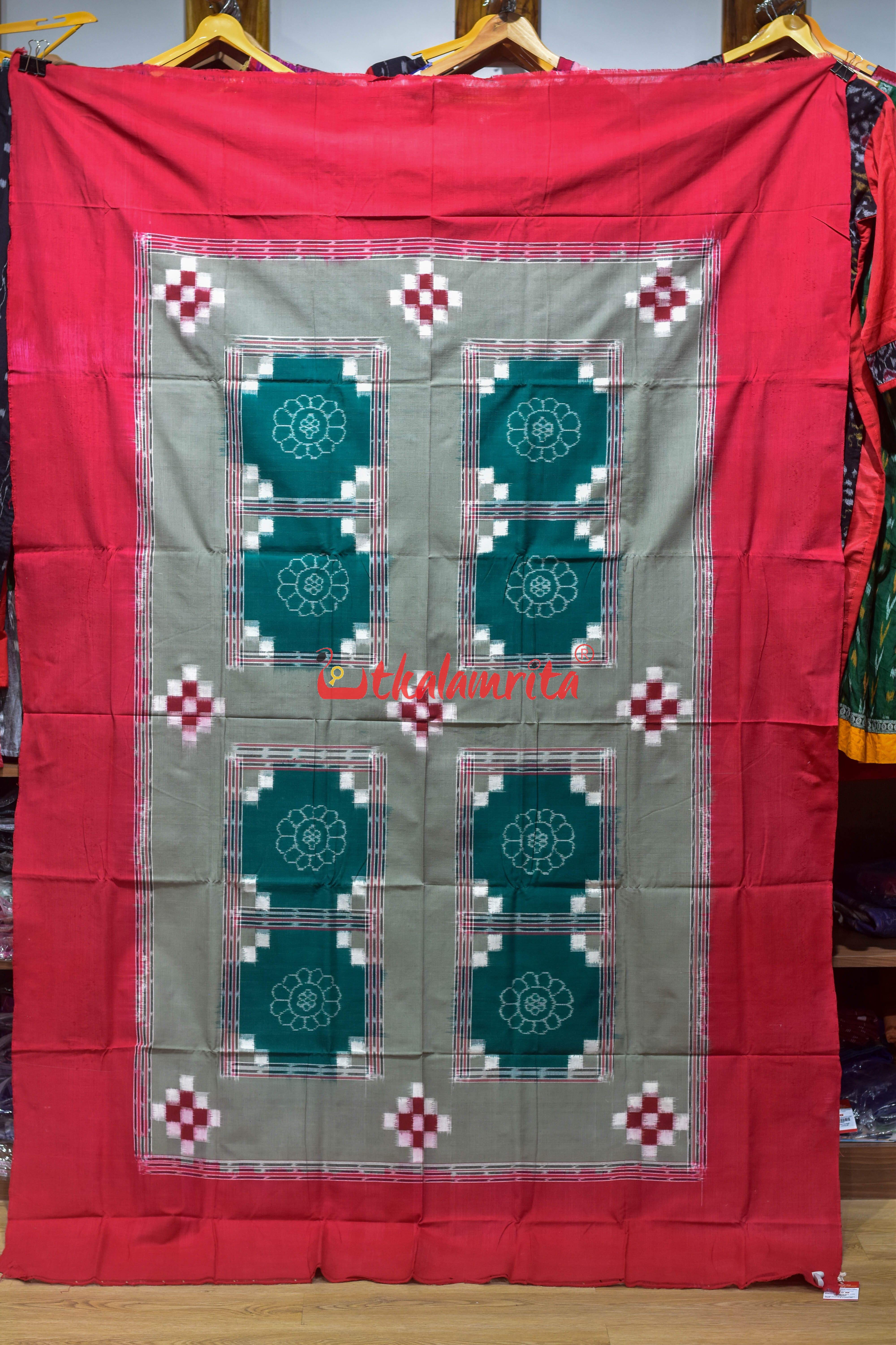 Red Olive Flower Bandha Cotton (Single Bedsheet)
