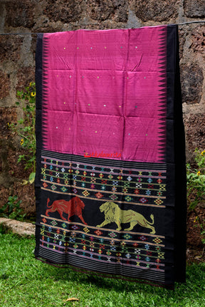 Rani Black Lion Phoda Jala Tussar Silk