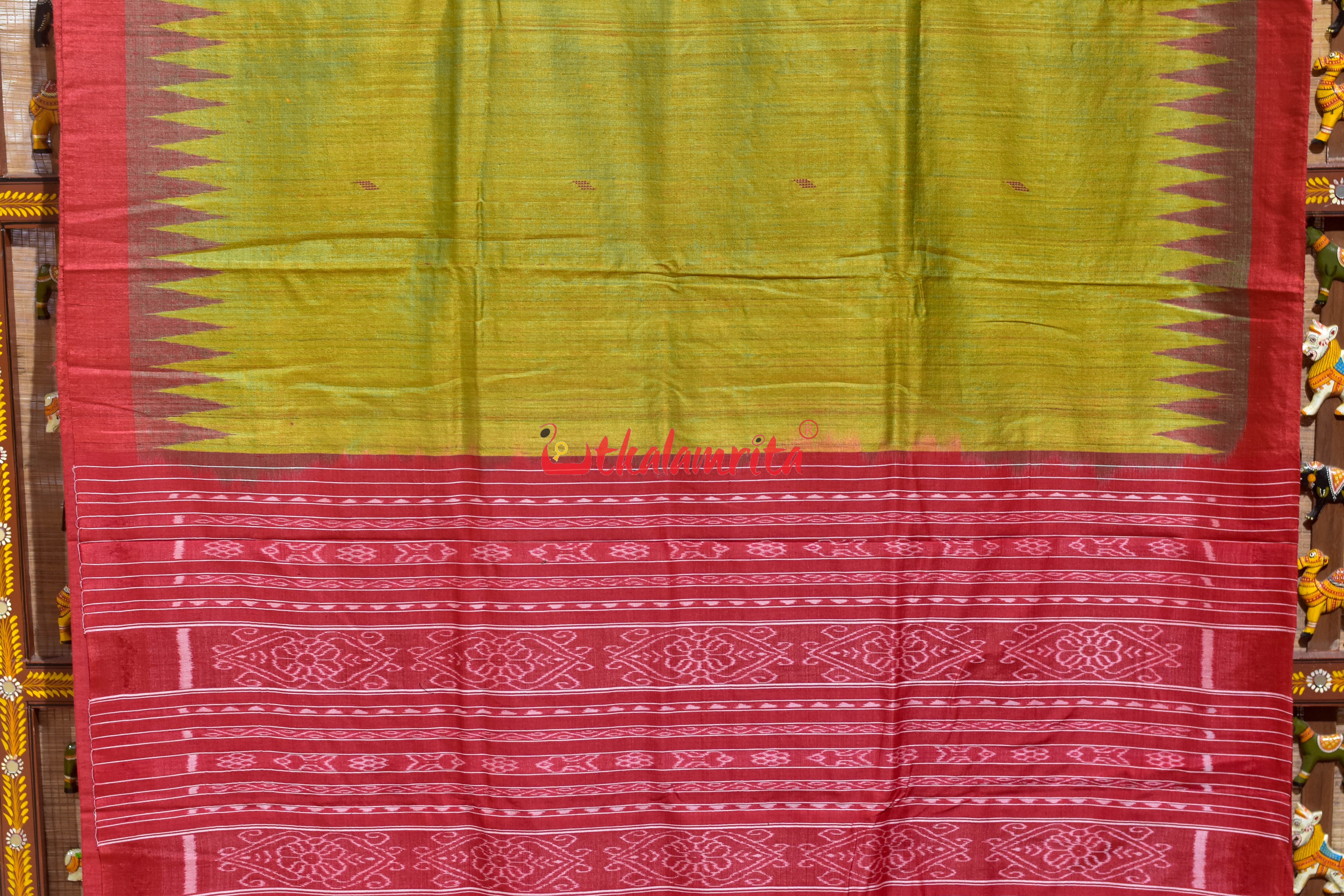 Contrast Lemon Yellow Gopalpur Tussar Saree