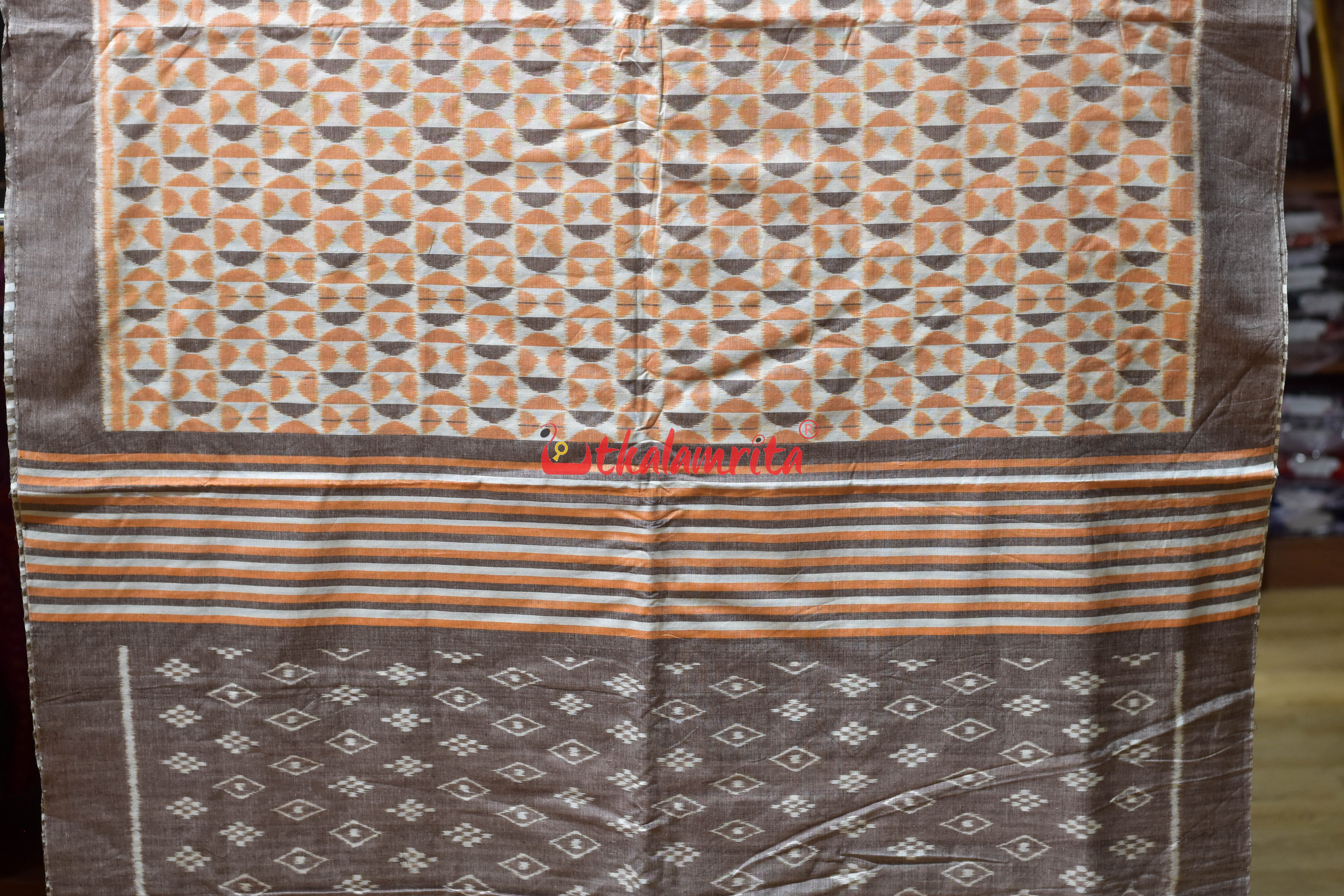 Peach Optical Illusion Khandua Cotton Saree
