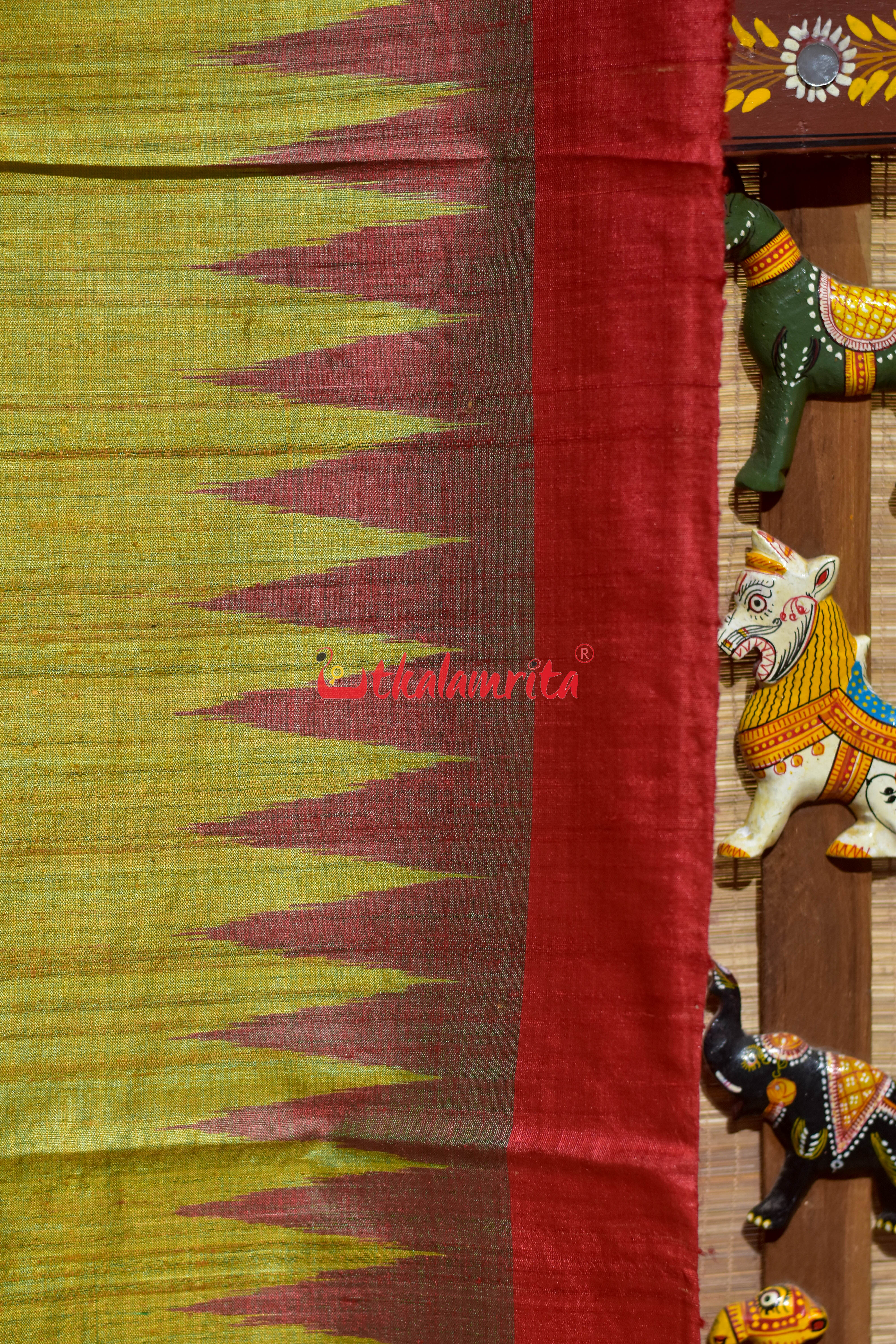 Contrast Lemon Yellow Gopalpur Tussar Saree