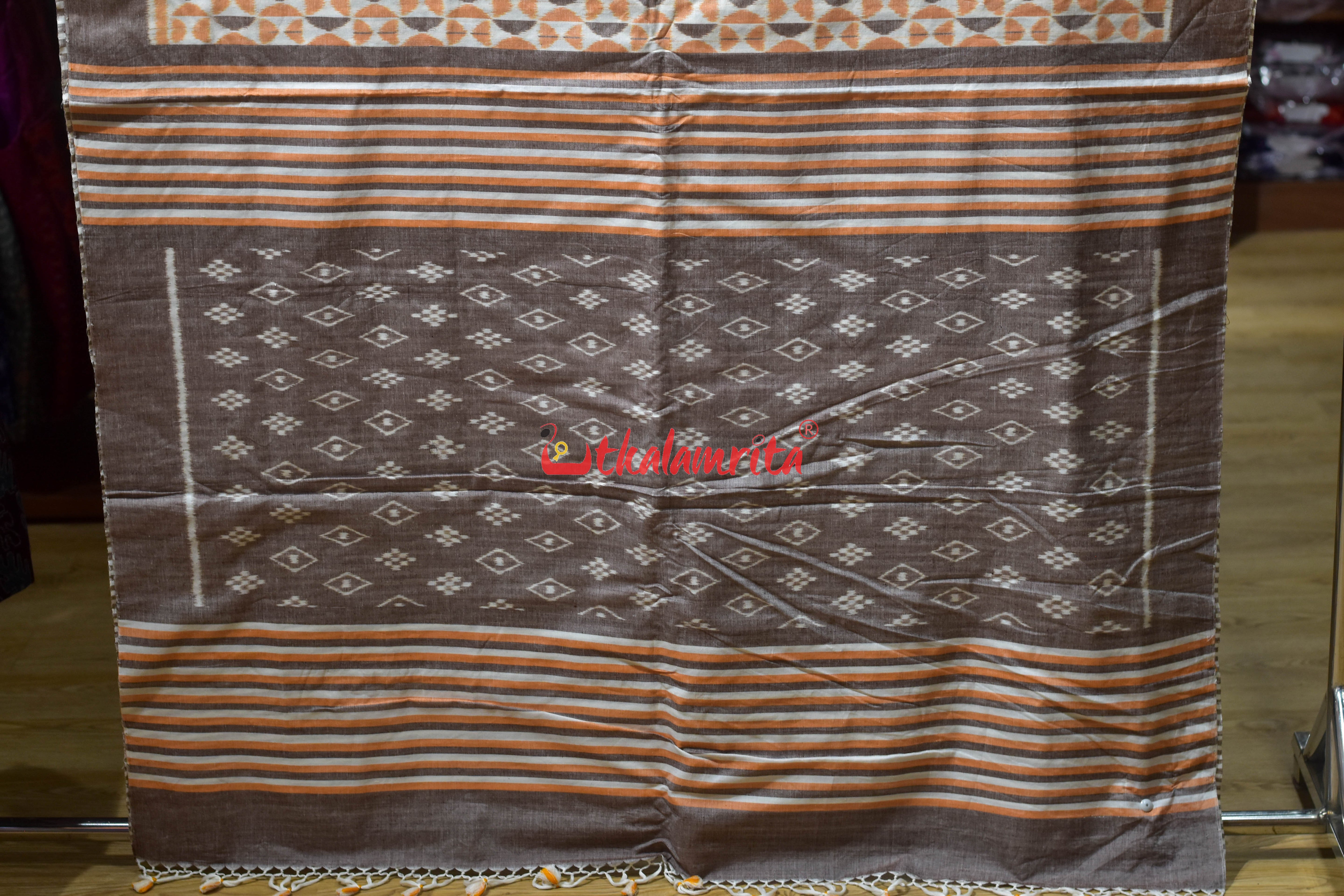Peach Optical Illusion Khandua Cotton Saree
