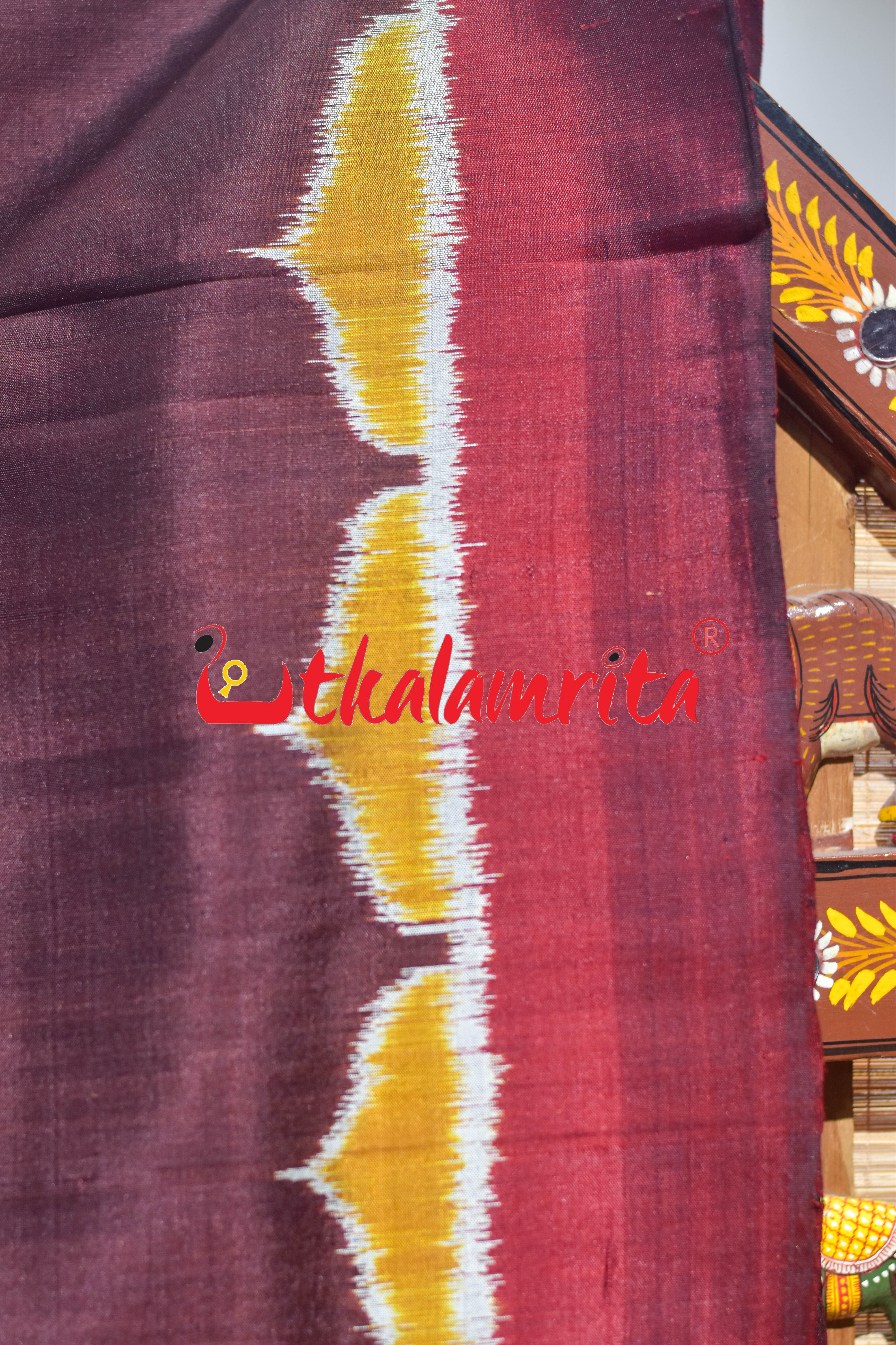Coffee with Half Taj Mahal Border Khandua Silk Saree