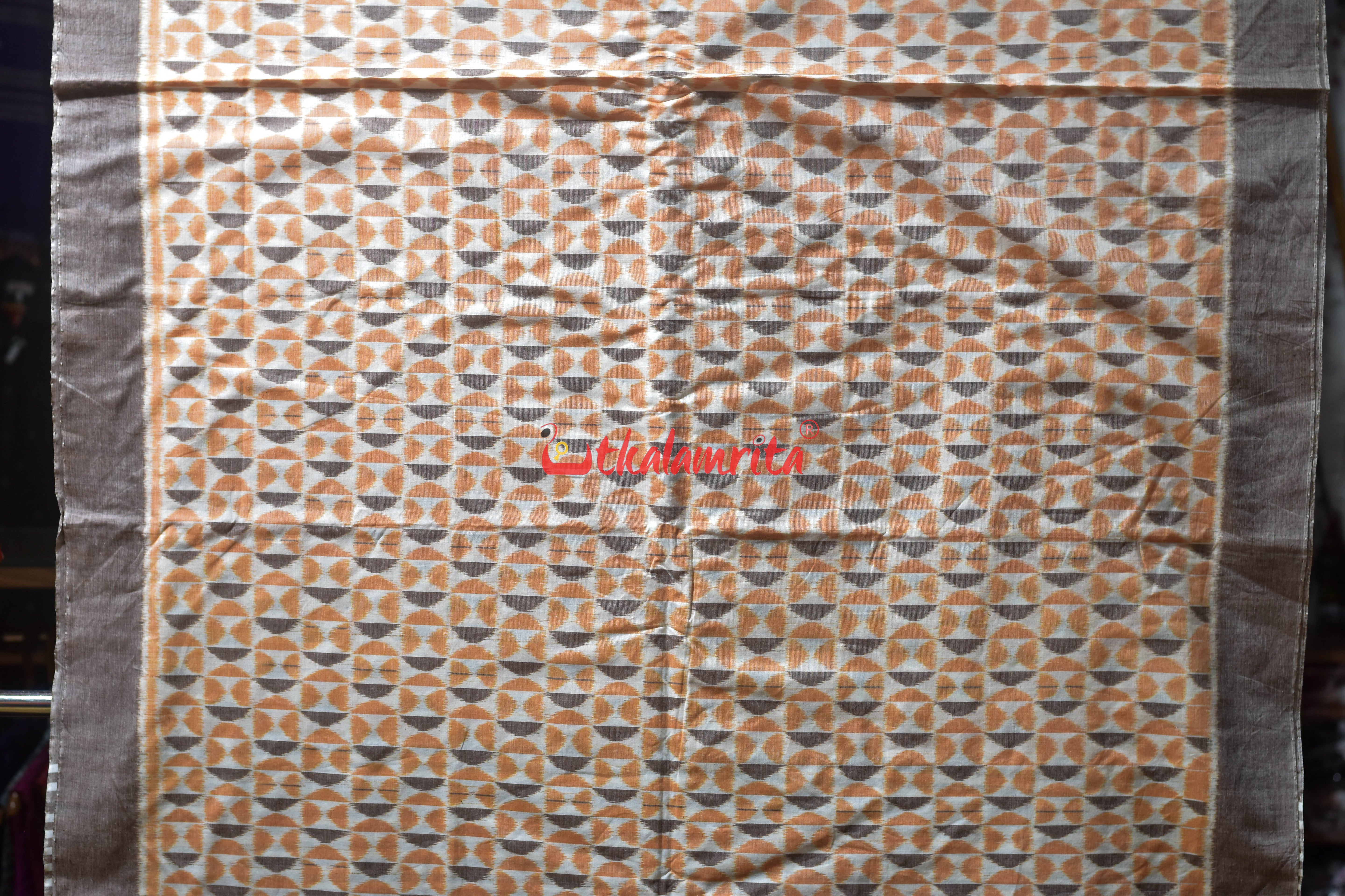 Peach Optical Illusion Khandua Cotton Saree