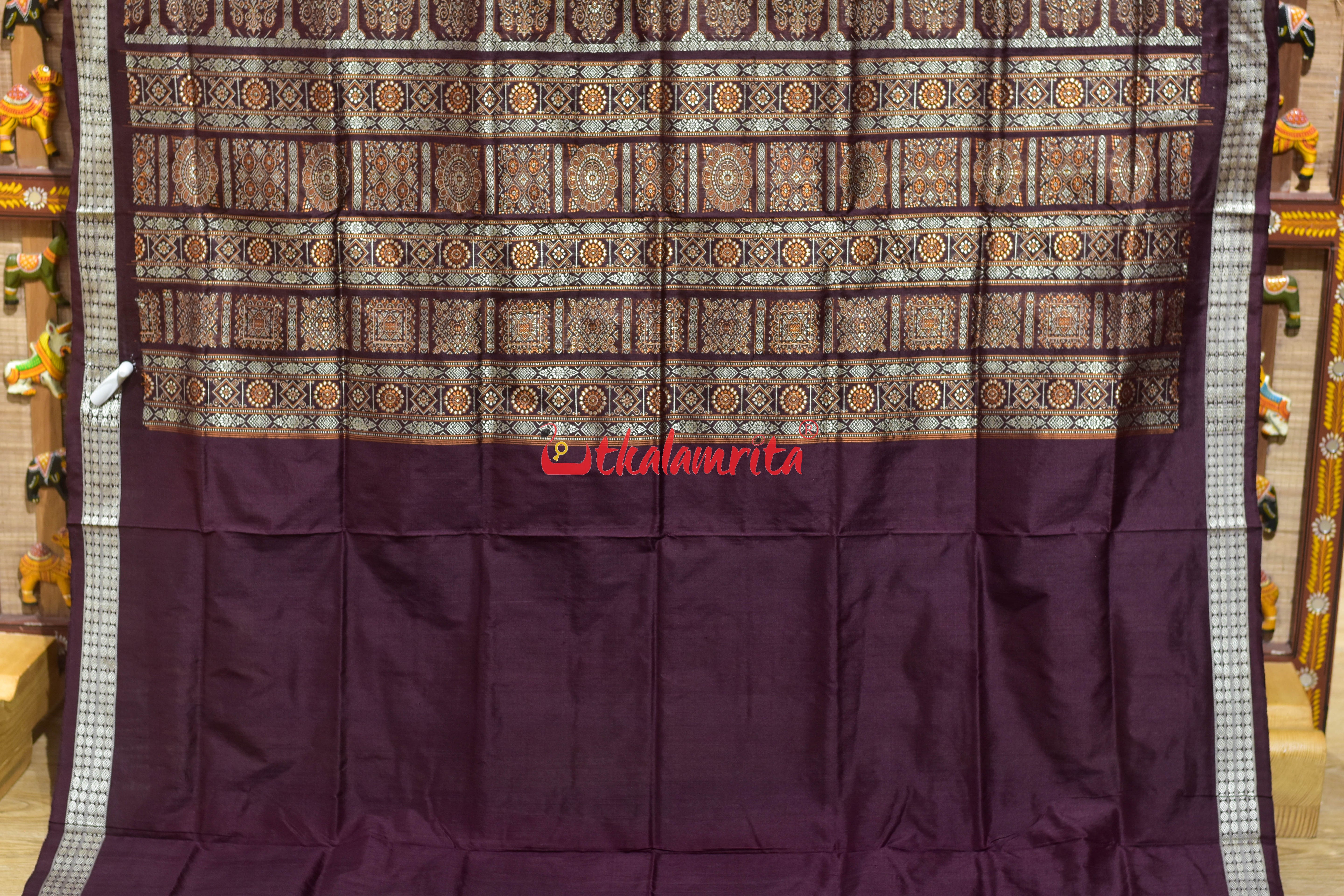 Peri Peri Golden Red Bomkai Silk Saree