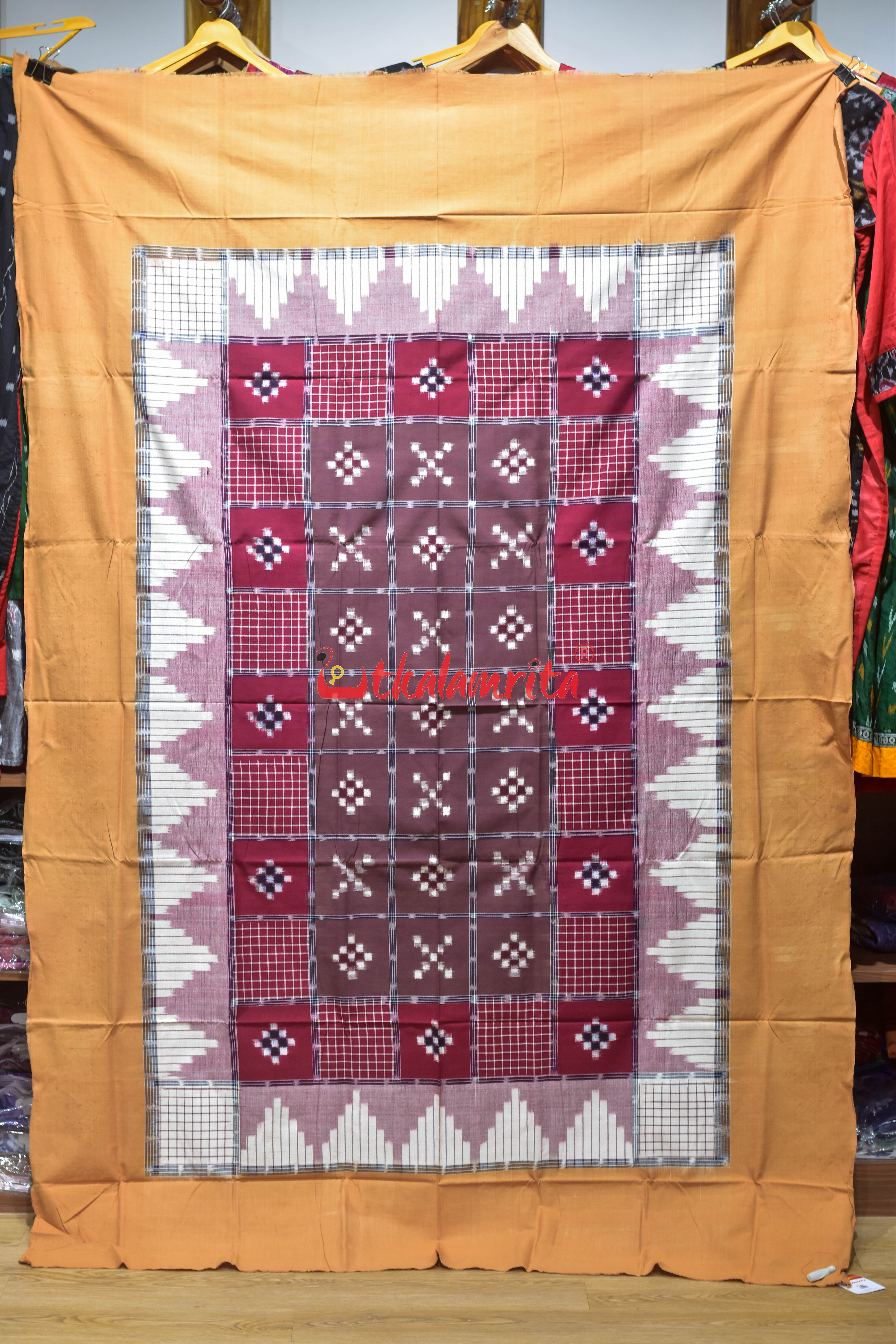 Brown Checks Triple Border Cotton (Single Bedsheet)