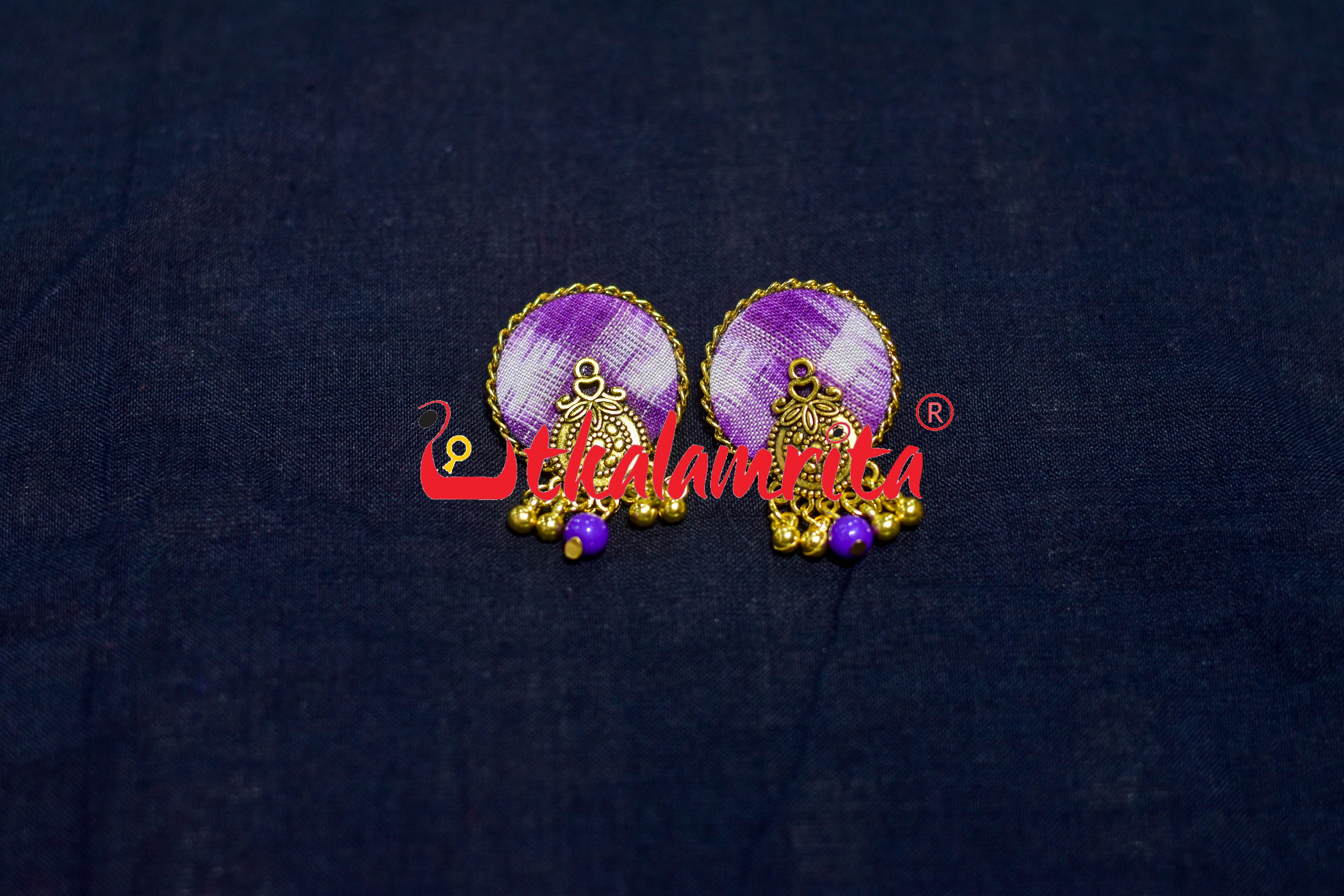 Purple White Pasapali Silver Mayura Necklace Set