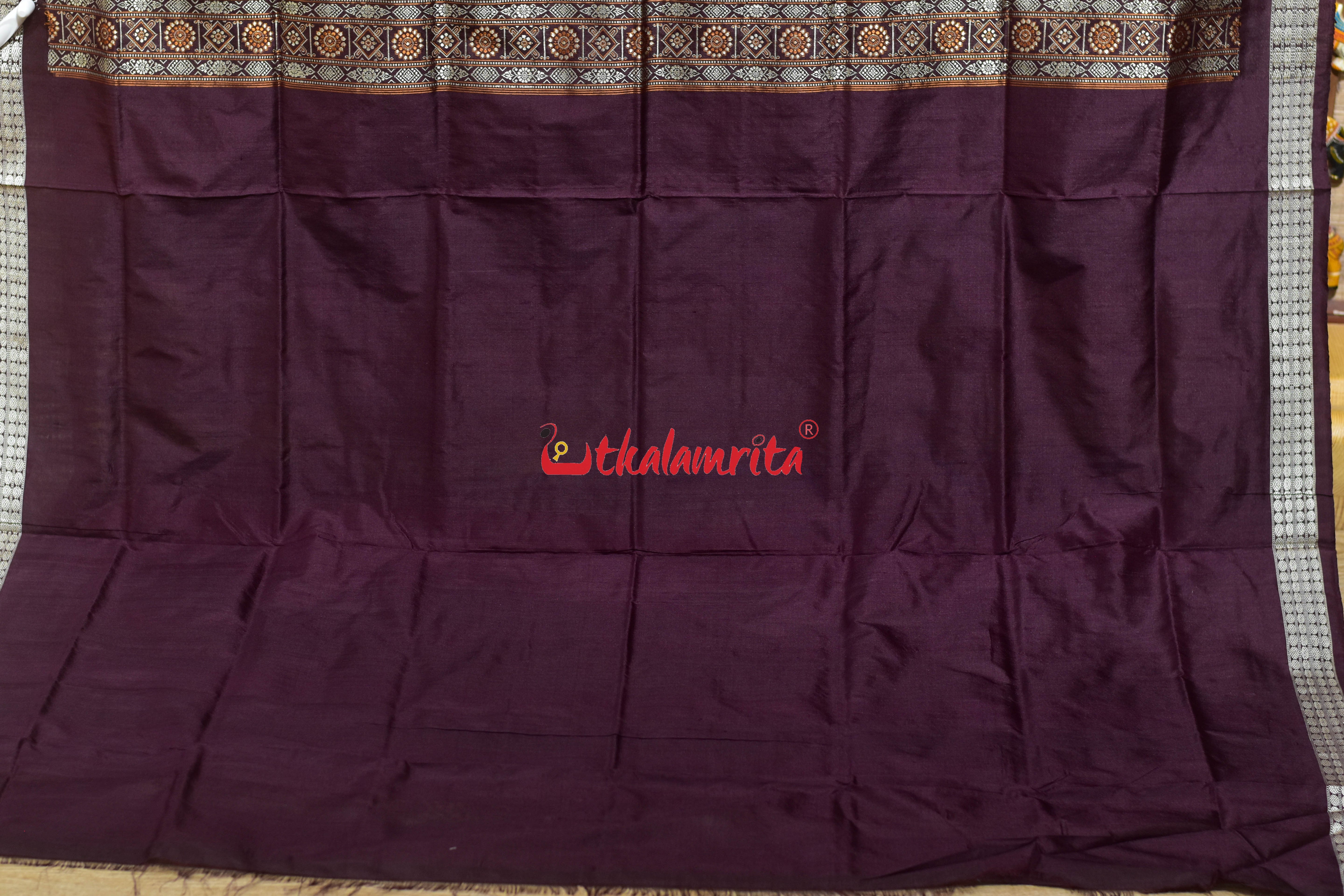 Peri Peri Golden Red Bomkai Silk Saree