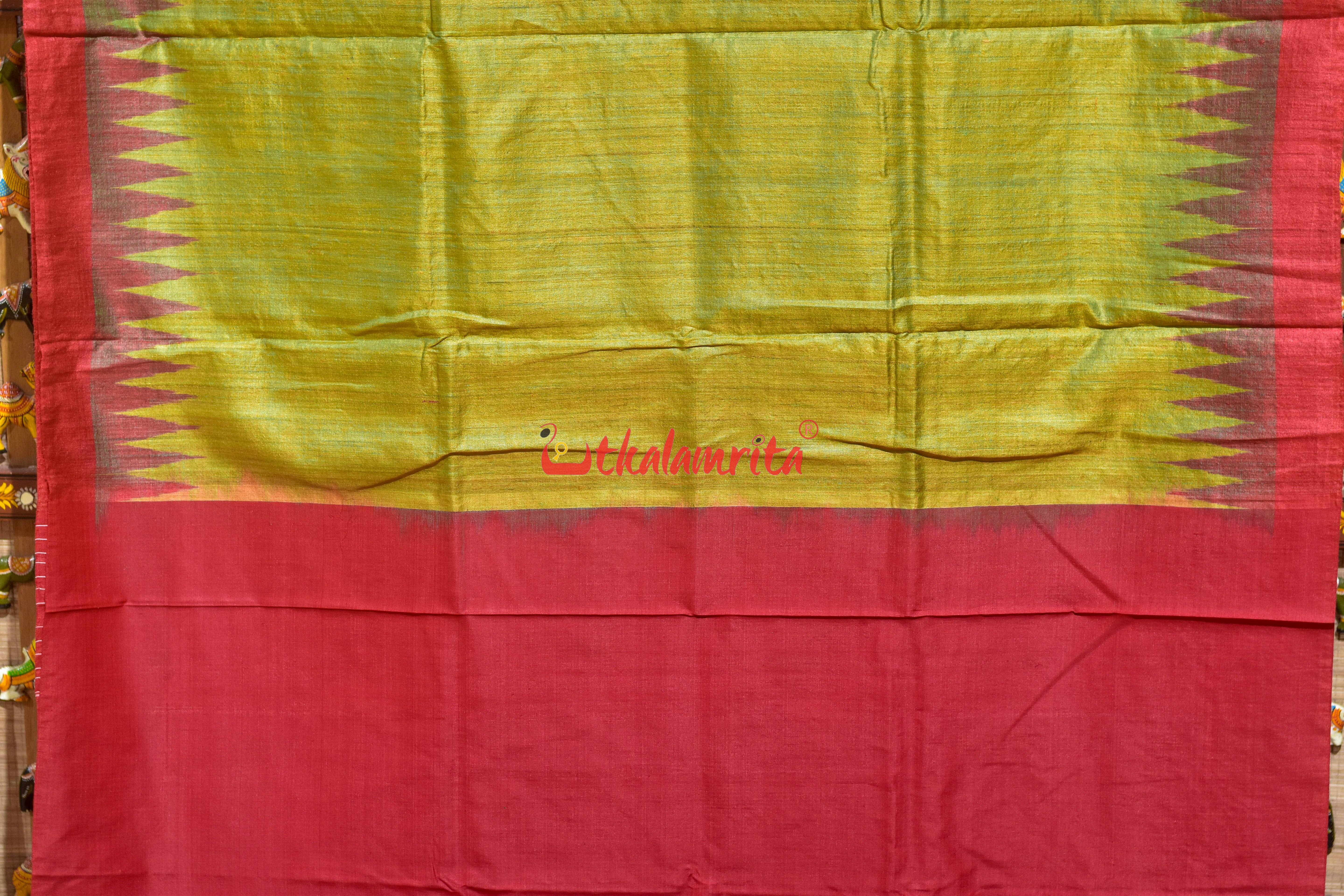 Contrast Lemon Yellow Gopalpur Tussar Saree