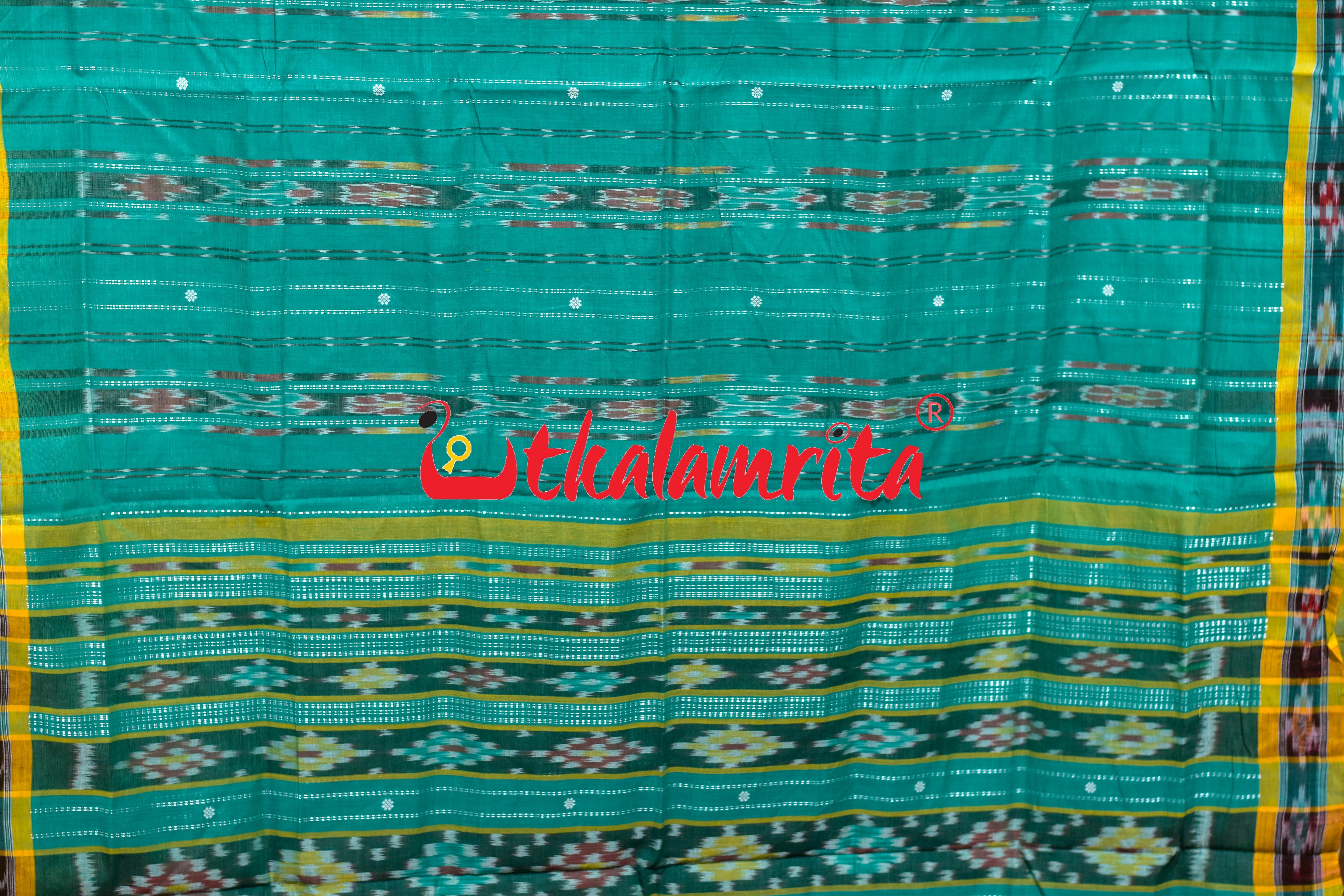 Green Fish Lines Pittala Single Cotton Saree