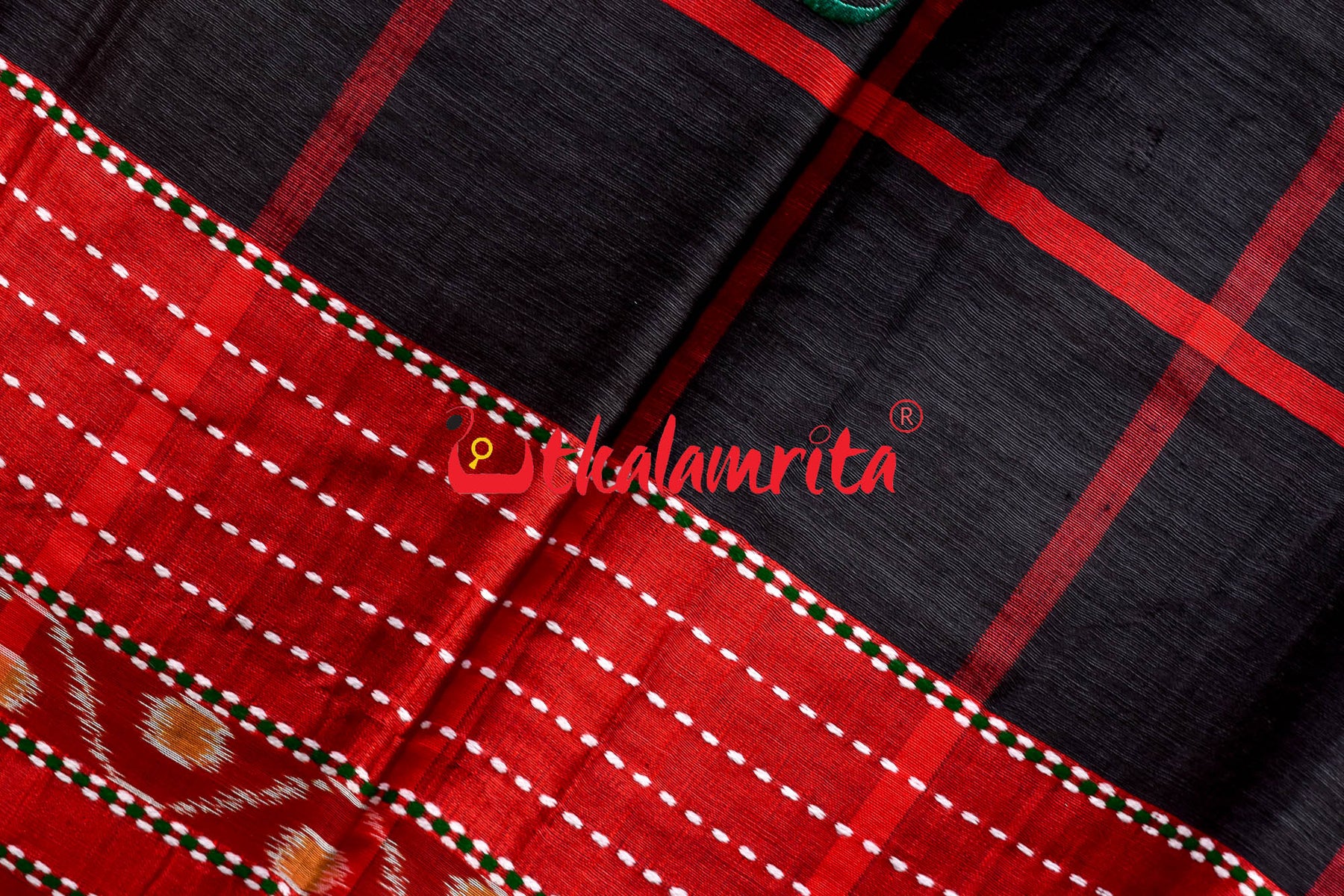 Tussar Santhal Black Red