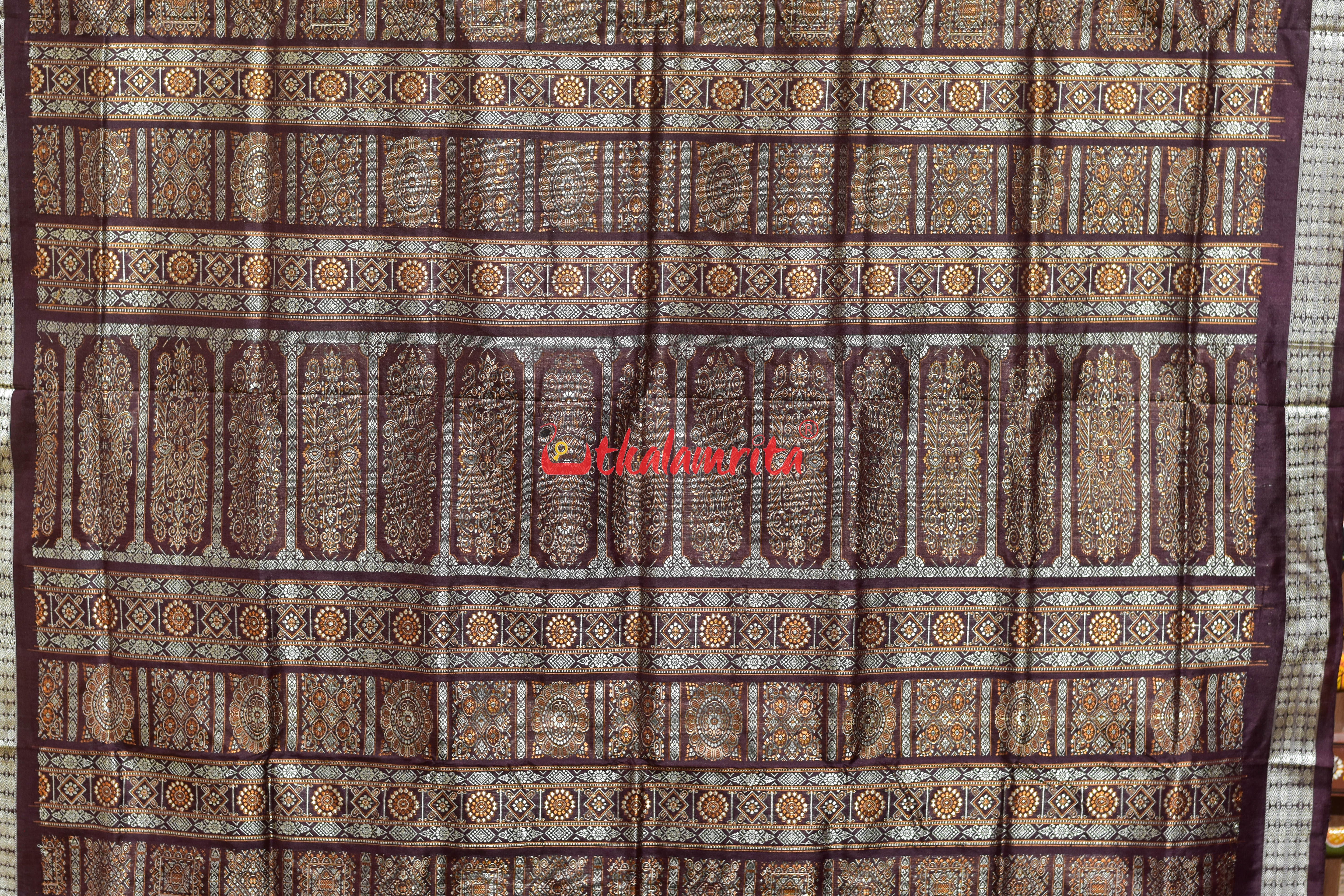 Peri Peri Golden Red Bomkai Silk Saree