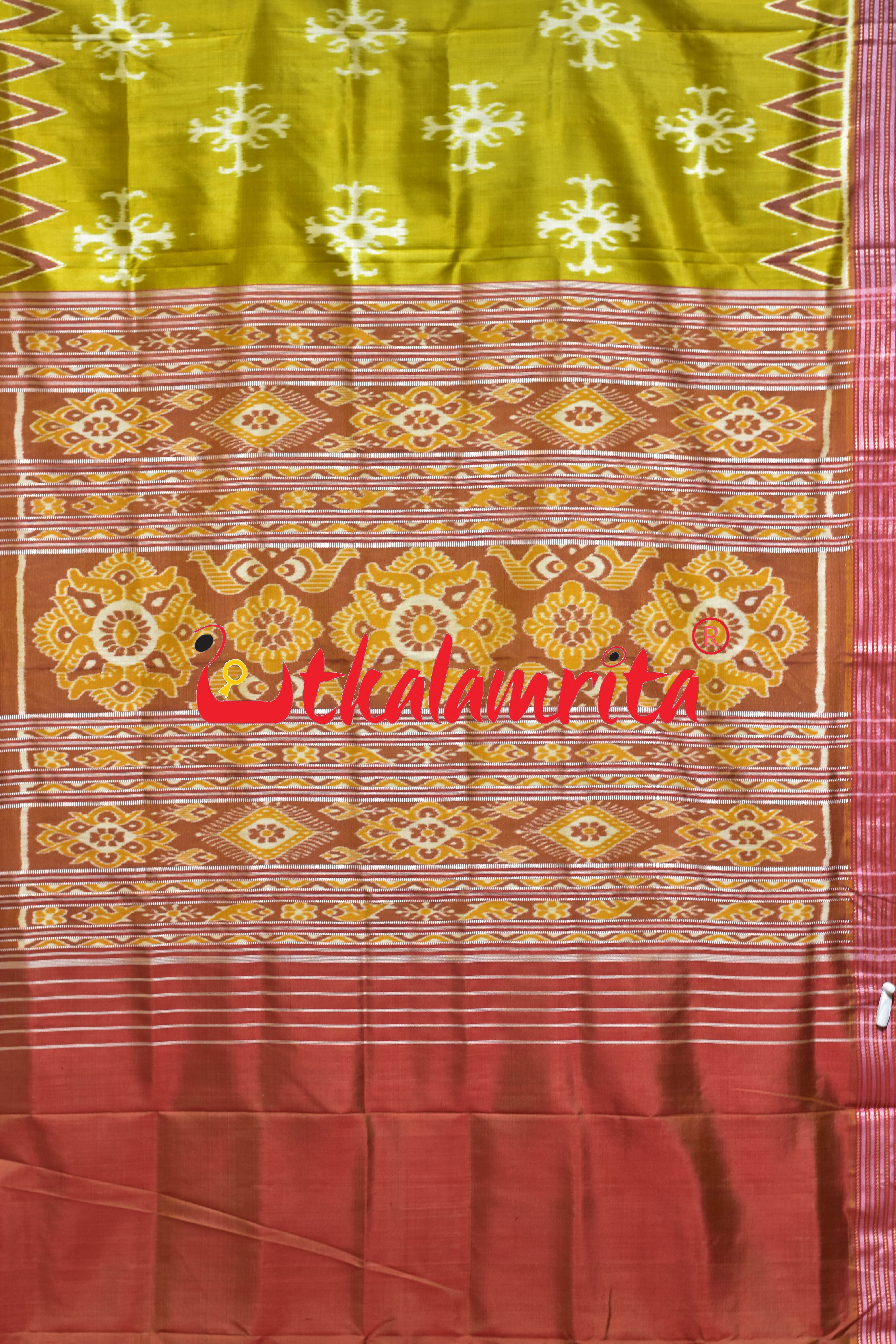 Janhiphuliya Red Border Khandua Silk Saree