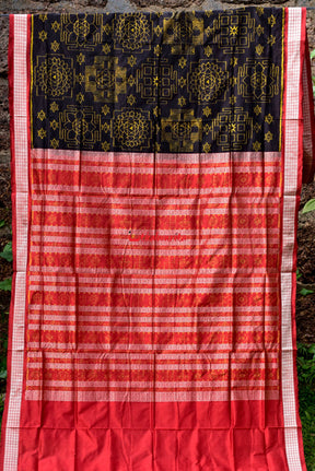 Sri Jantra Black Red Sambalpuri Silk