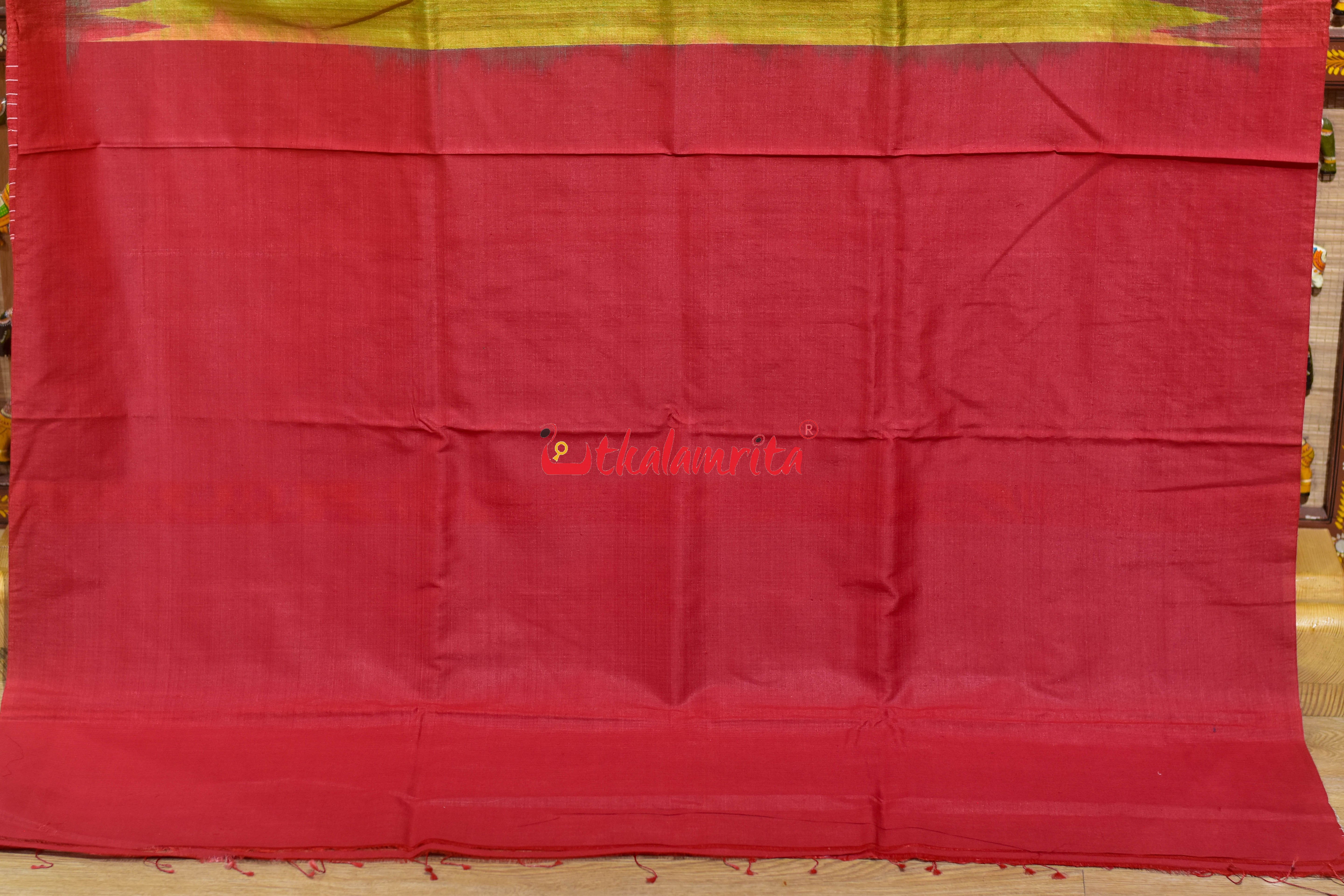 Contrast Lemon Yellow Gopalpur Tussar Saree