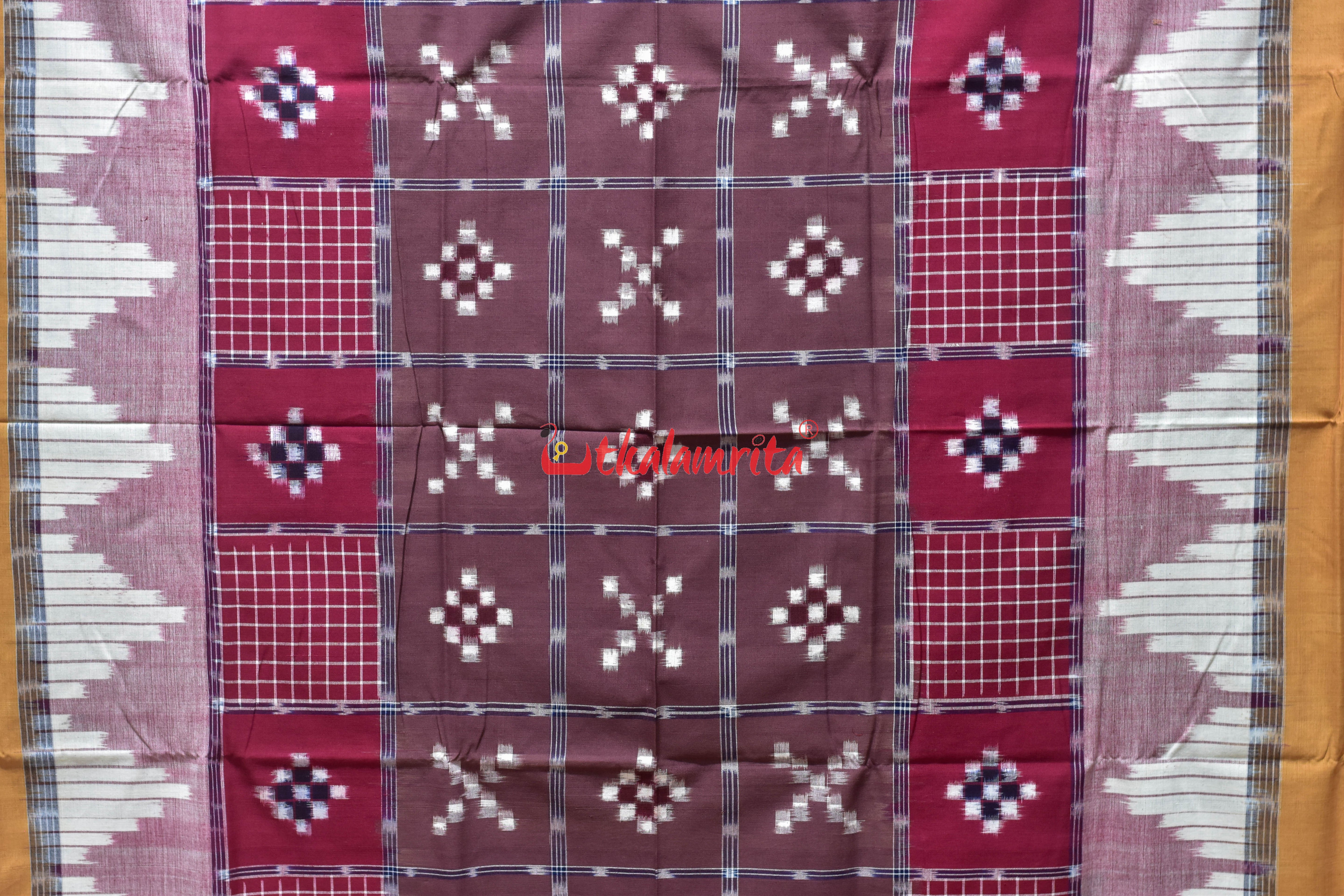 Brown Checks Triple Border Cotton (Single Bedsheet)