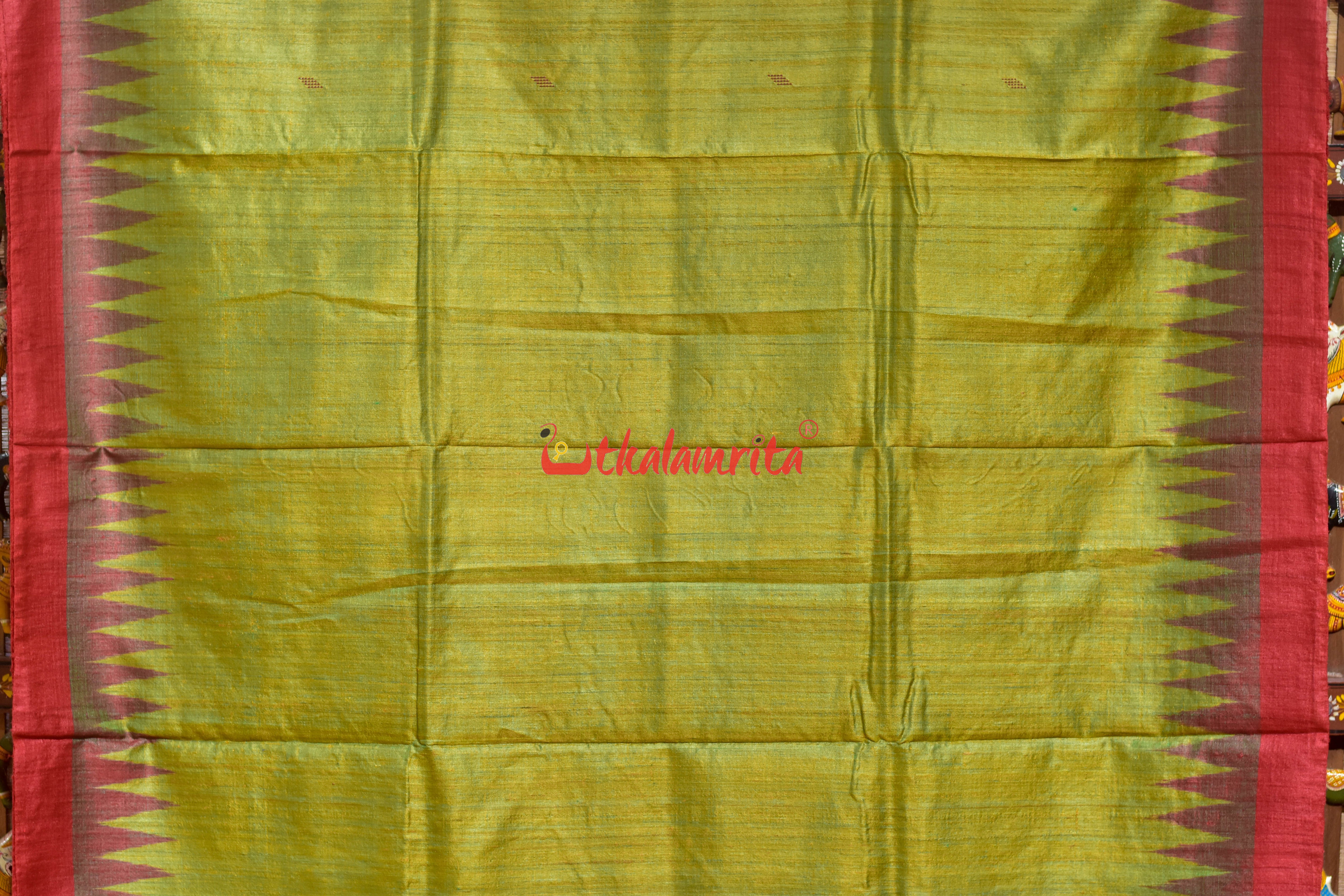 Contrast Lemon Yellow Gopalpur Tussar Saree