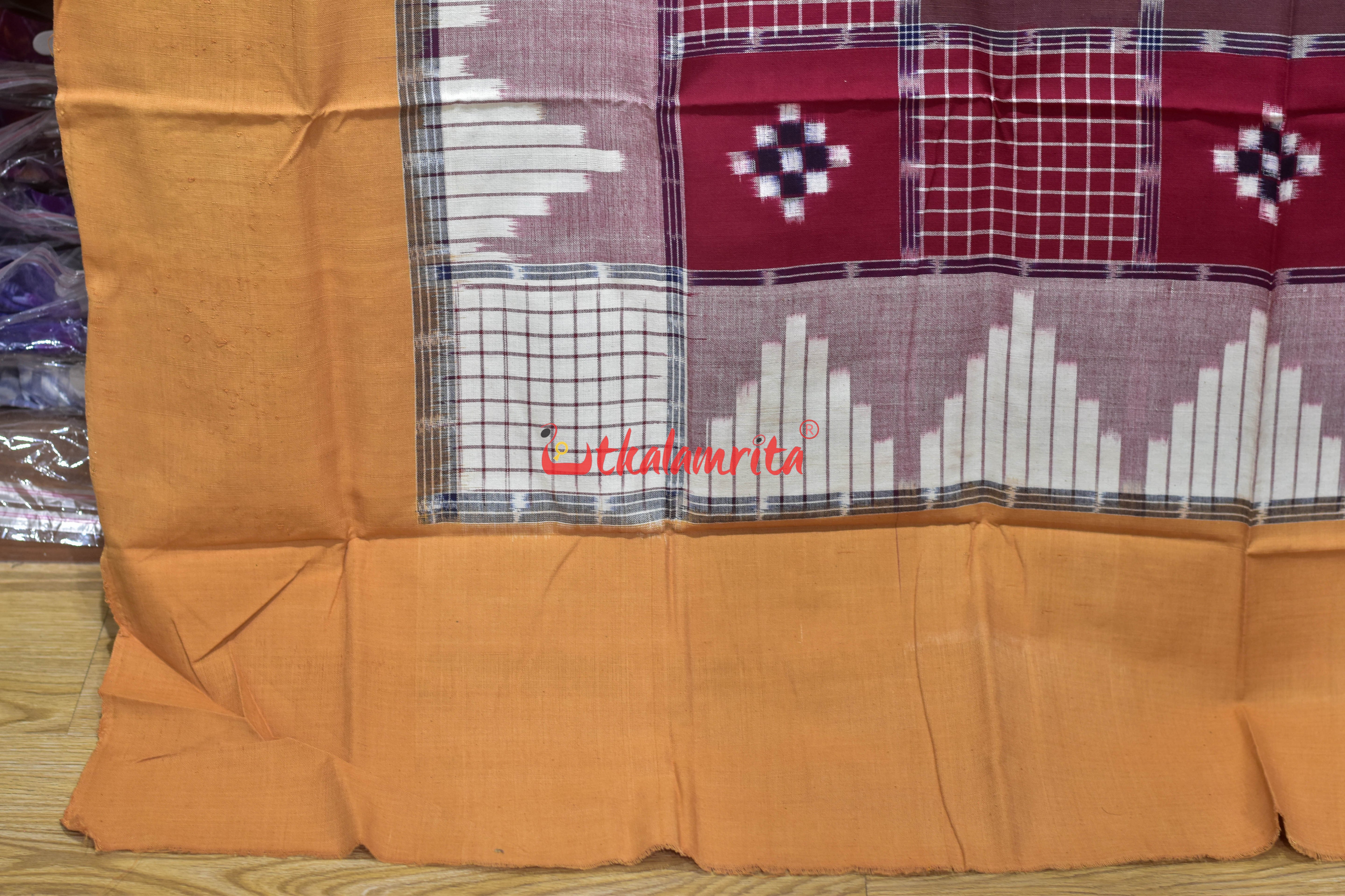 Brown Checks Triple Border Cotton (Single Bedsheet)