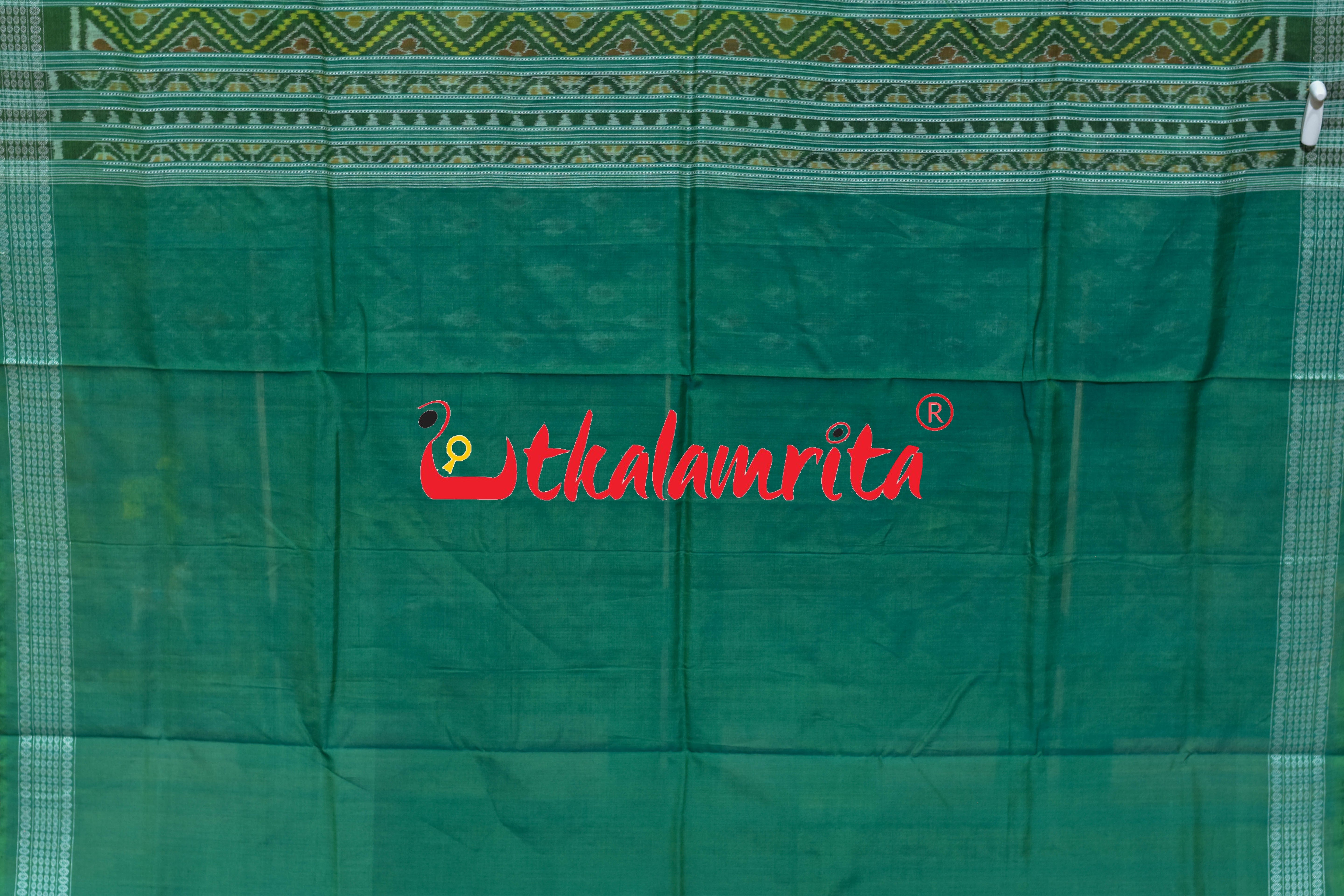 Green White Thikiri Body Bandha Sambalpuri Cotton Saree