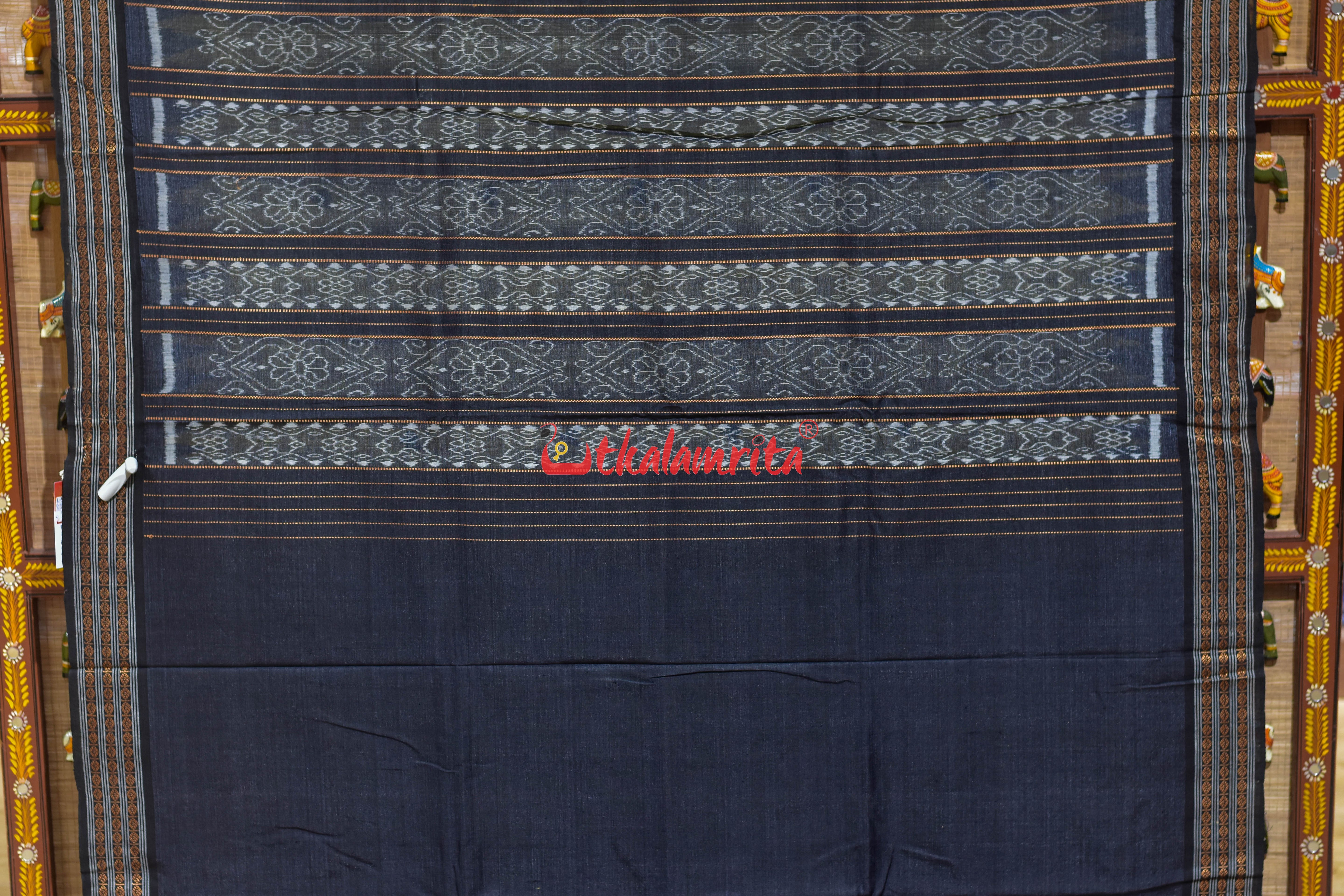 Yellow Black Dobby Border Fine Gopalpur Tussar Silk Saree